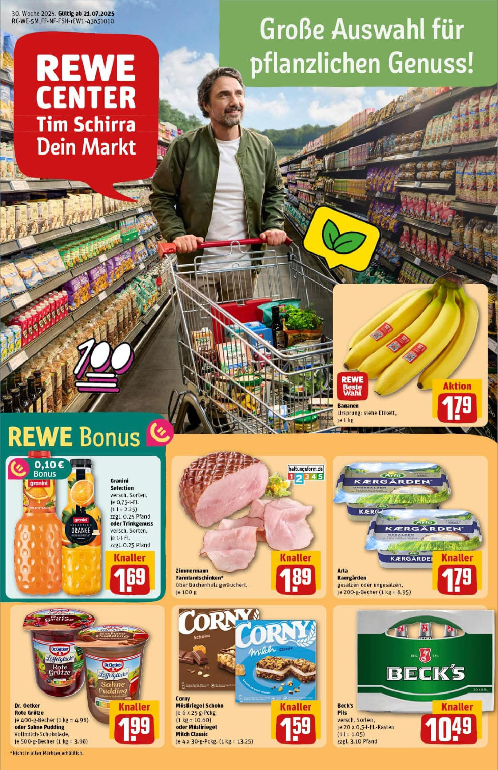 REWE Prospekt ab 20.07.2025 zum Blättern » Angebote | Seite: 1 | Produkte: Pils, Bananen, Granini, Sahne REWE Prospekt ab 20.07.2025 zum Blättern » Angebote | Seite: 1 | Produkte: Pils, Bananen, Granini, Sahne