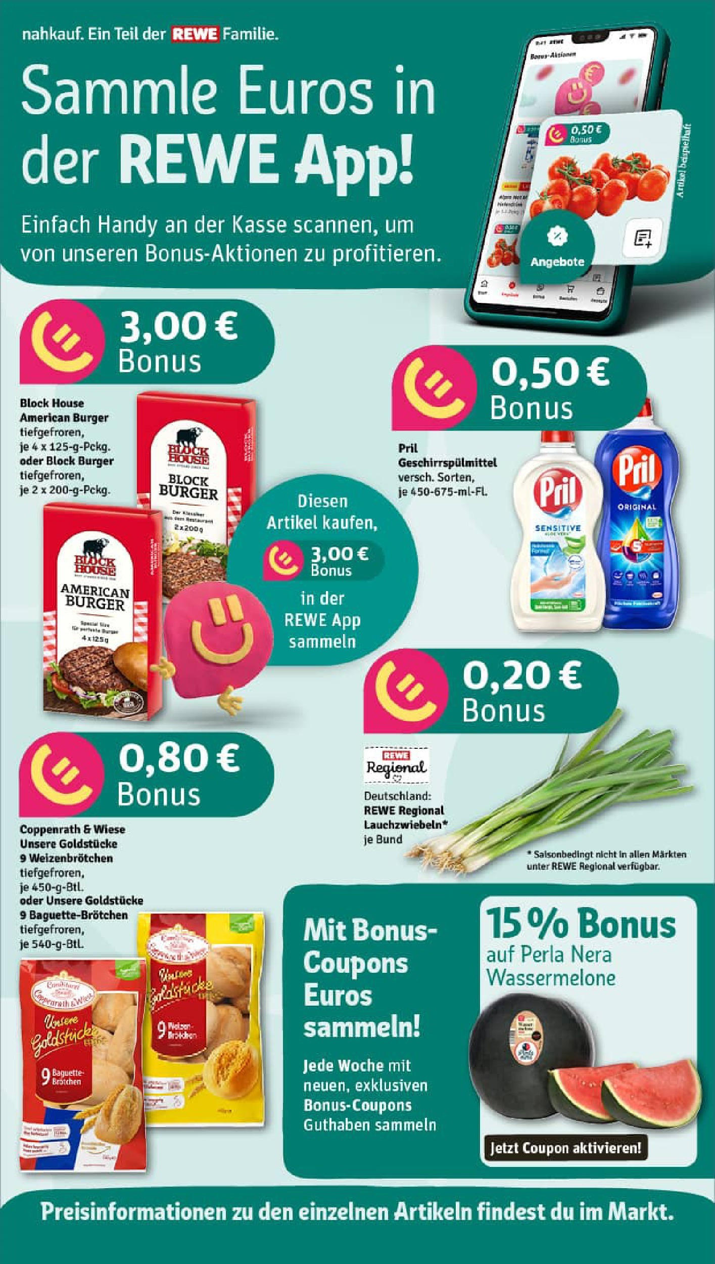 REWE Prospekt ab 20.07.2025 zum Blättern » Angebote | Seite: 2 | Produkte: Burger, Baguette, Geschirrspülmittel, Pril REWE Prospekt ab 20.07.2025 zum Blättern » Angebote | Seite: 2 | Produkte: Burger, Baguette, Geschirrspülmittel, Pril