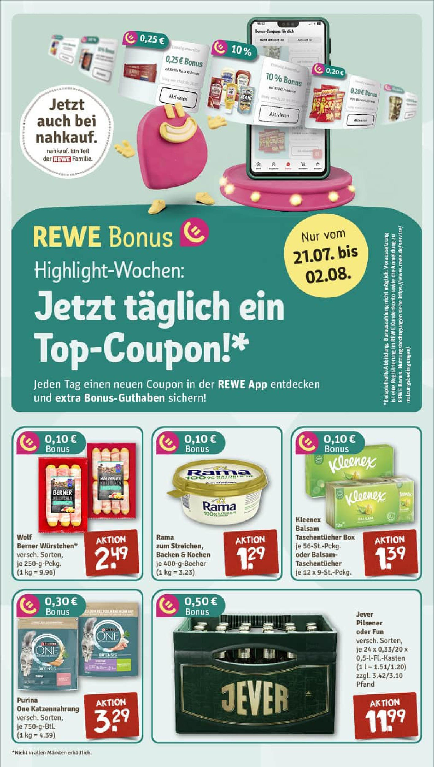 REWE Prospekt ab 20.07.2025 zum Blättern » Angebote | Seite: 5 | Produkte: Purina one, Margarine, Rama, Box REWE Prospekt ab 20.07.2025 zum Blättern » Angebote | Seite: 5 | Produkte: Purina one, Margarine, Rama, Box