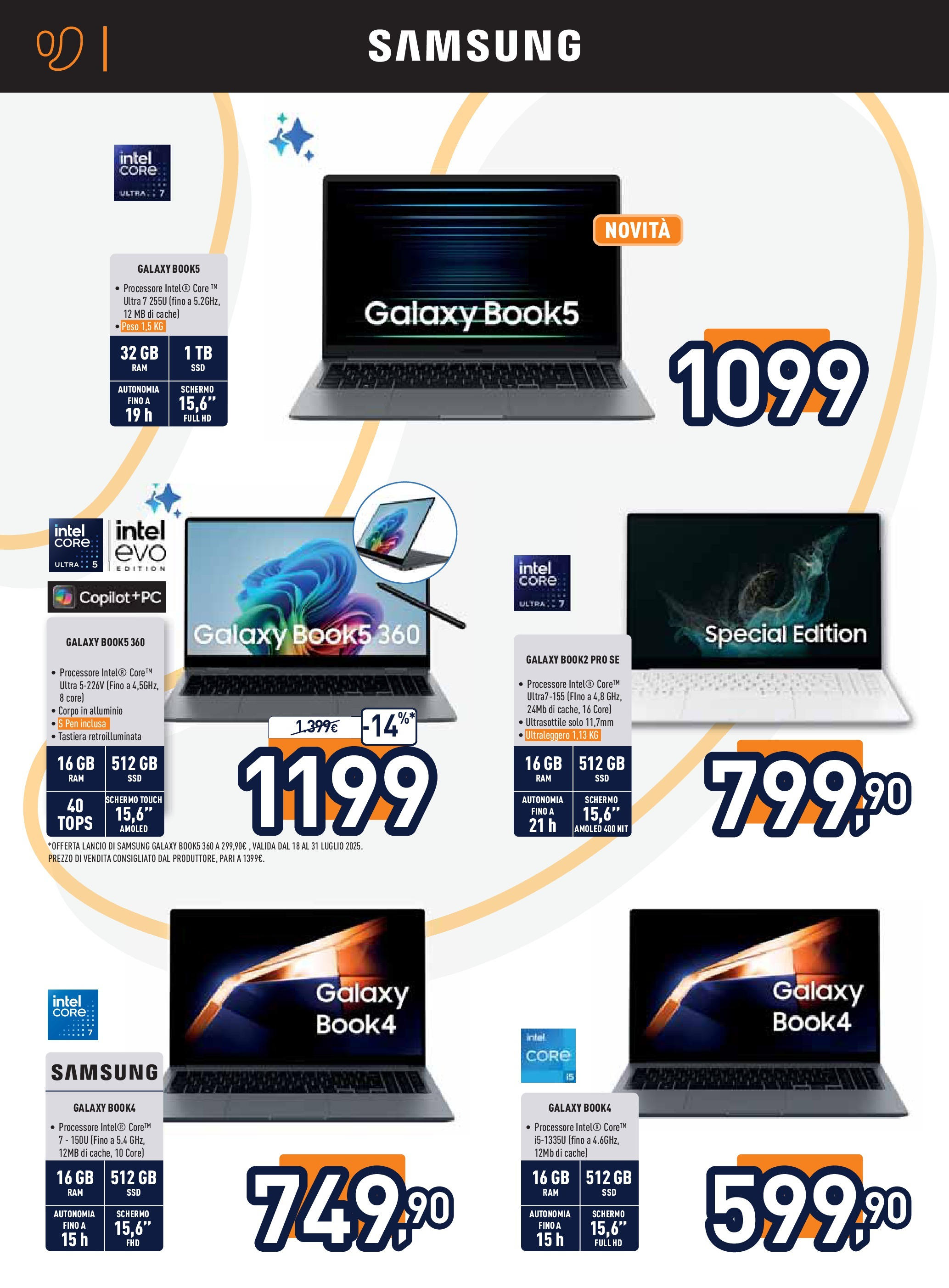 Nuovo Volantino Unieuro	 dal 17/07/2025 > offerte anteprima 🛍️ | Pagina: 14 | Prodotti: Schermo, Samsung Galaxy, Tastiera, Alluminio