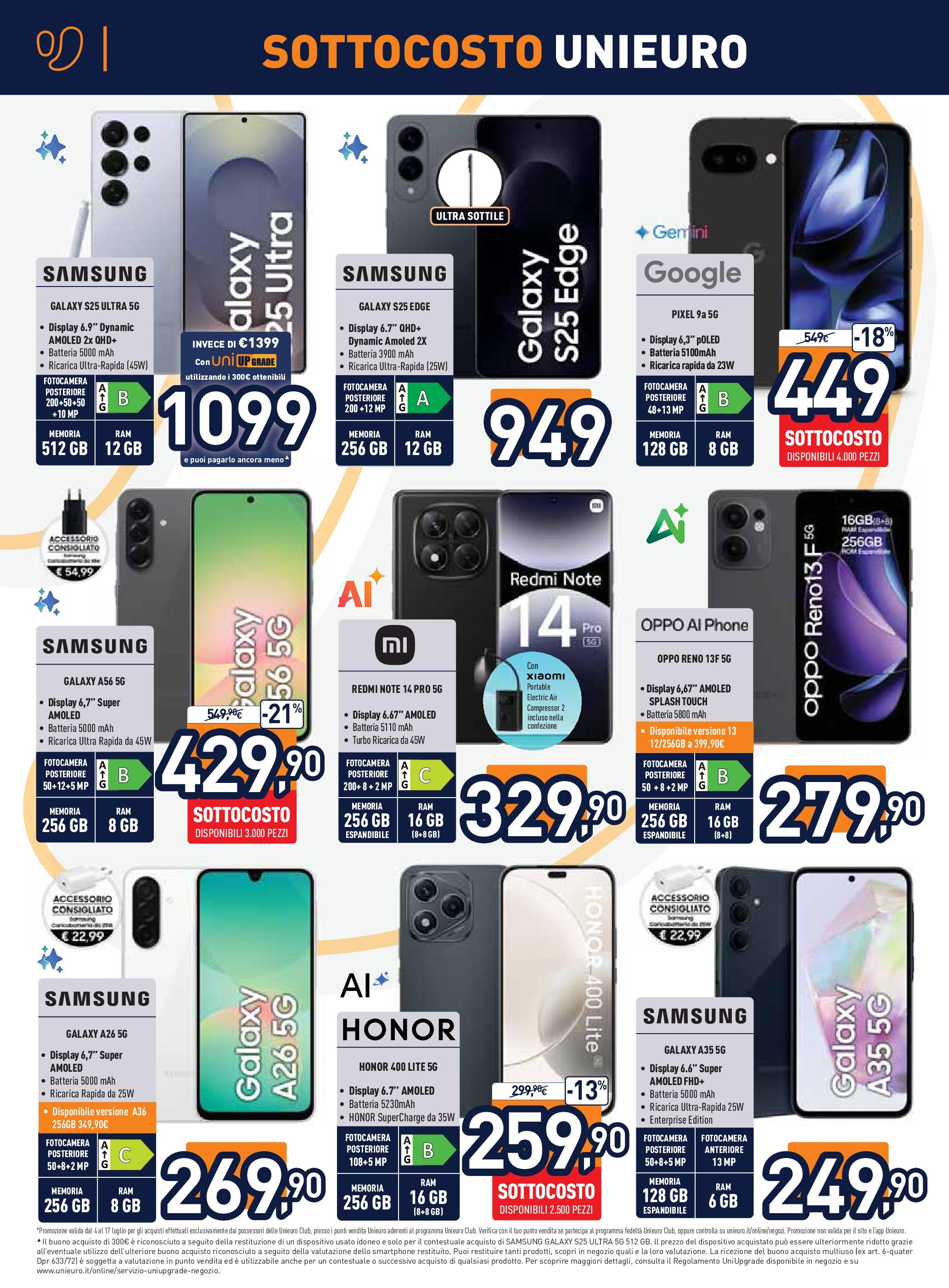 Nuovo Volantino Unieuro	 dal 17/07/2025 > offerte anteprima 🛍️ | Pagina: 6 | Prodotti: Xiaomi, Smartphone, Fotocamera, Batteria