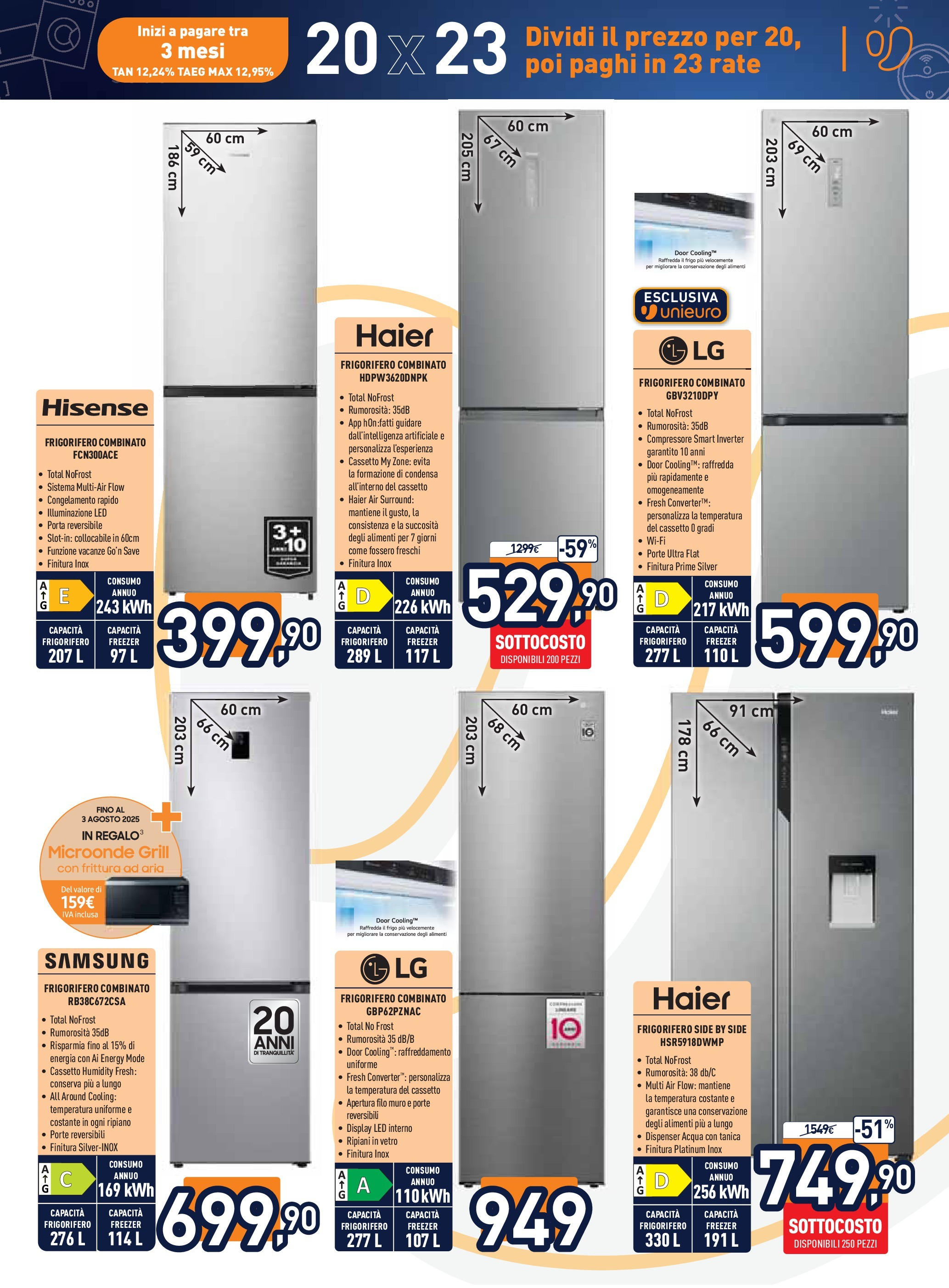 Nuovo Volantino Unieuro	 dal 17/07/2025 > offerte anteprima 🛍️ | Pagina: 21 | Prodotti: Microonde, Acqua, Tanica, Frigorifero combinato
