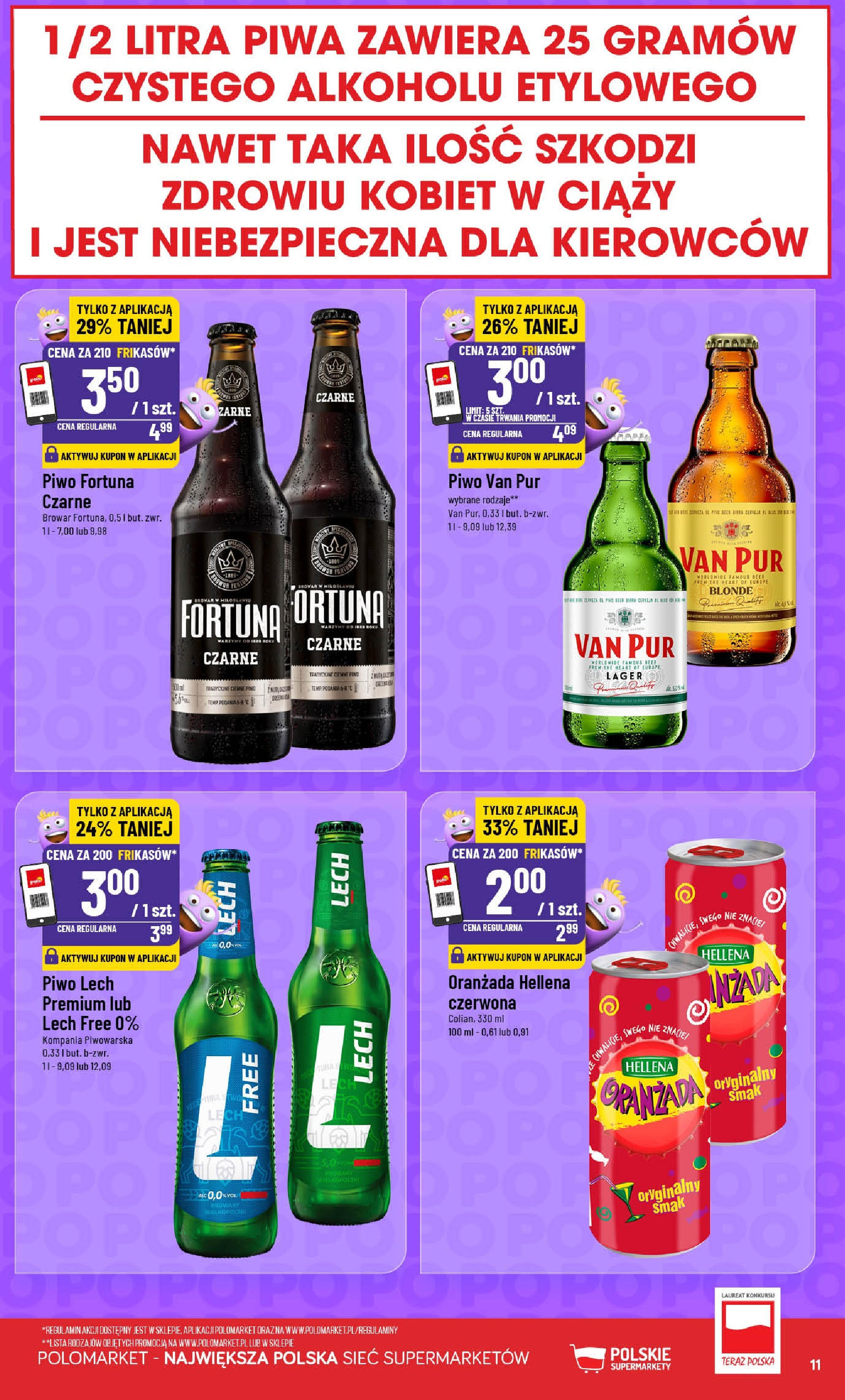 POLOmarket gazetka od jutra (16.07.2025) - Nowa PDF | Strona: 11 | Produkty: Oranżada hellena, Piwo