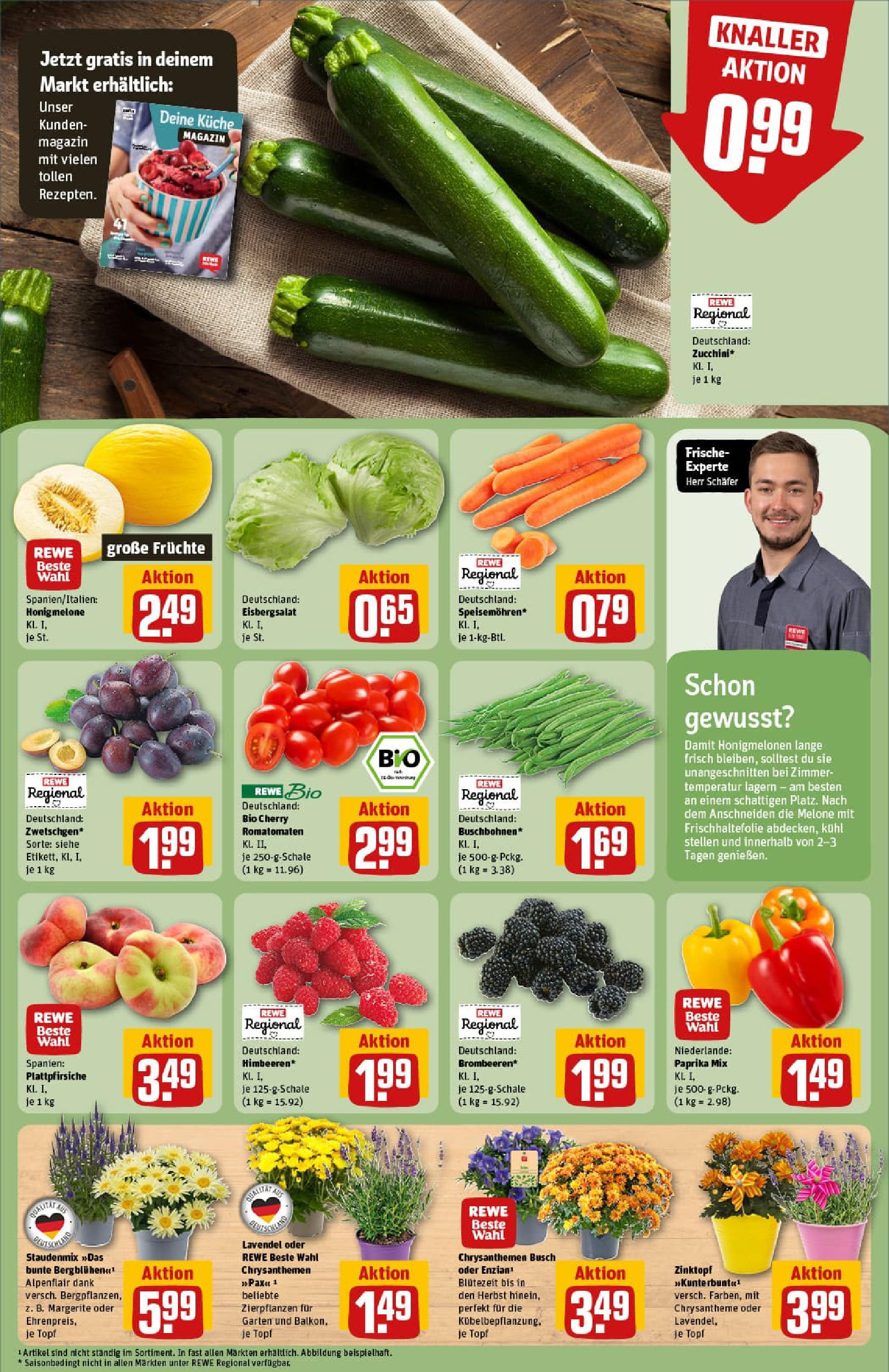 REWE Prospekt ab 20.07.2025 zum Blättern » Angebote | Seite: 7 | Produkte: Küche, Eisbergsalat, Honigmelone, Paprika