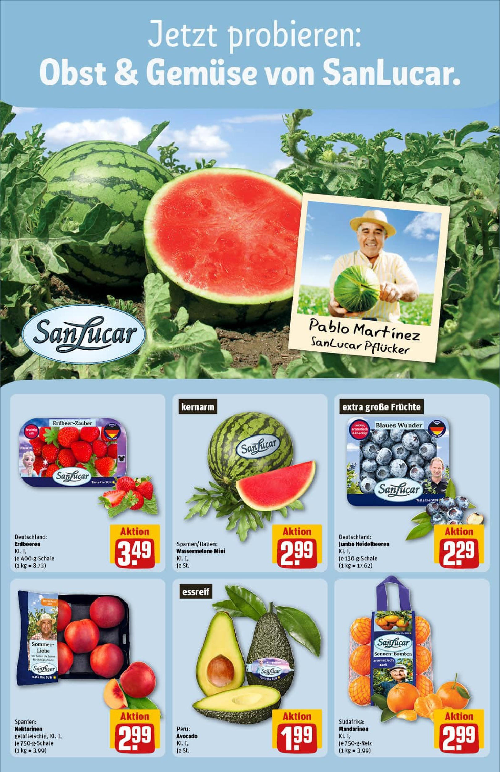 REWE Prospekt ab 20.07.2025 zum Blättern » Angebote | Seite: 8 | Produkte: Mandarinen, Avocado, Obst, Wassermelone
