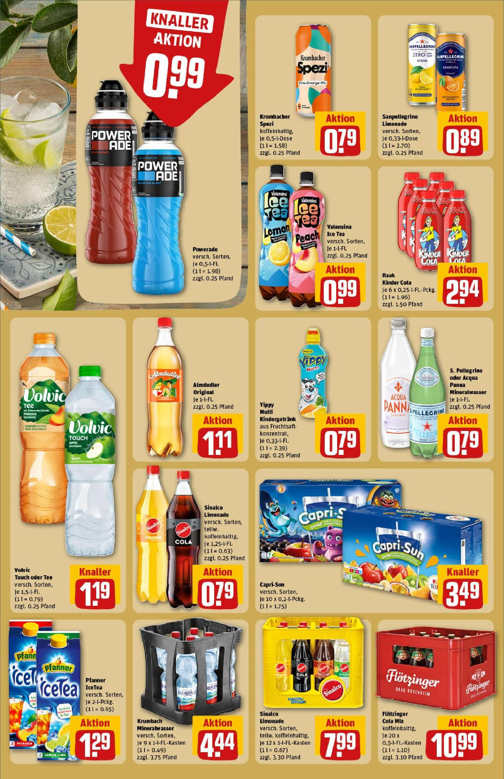 REWE Prospekt ab 20.07.2025 zum Blättern » Angebote | Seite: 16 | Produkte: Sinalco, Powerade, Tee, Volvic