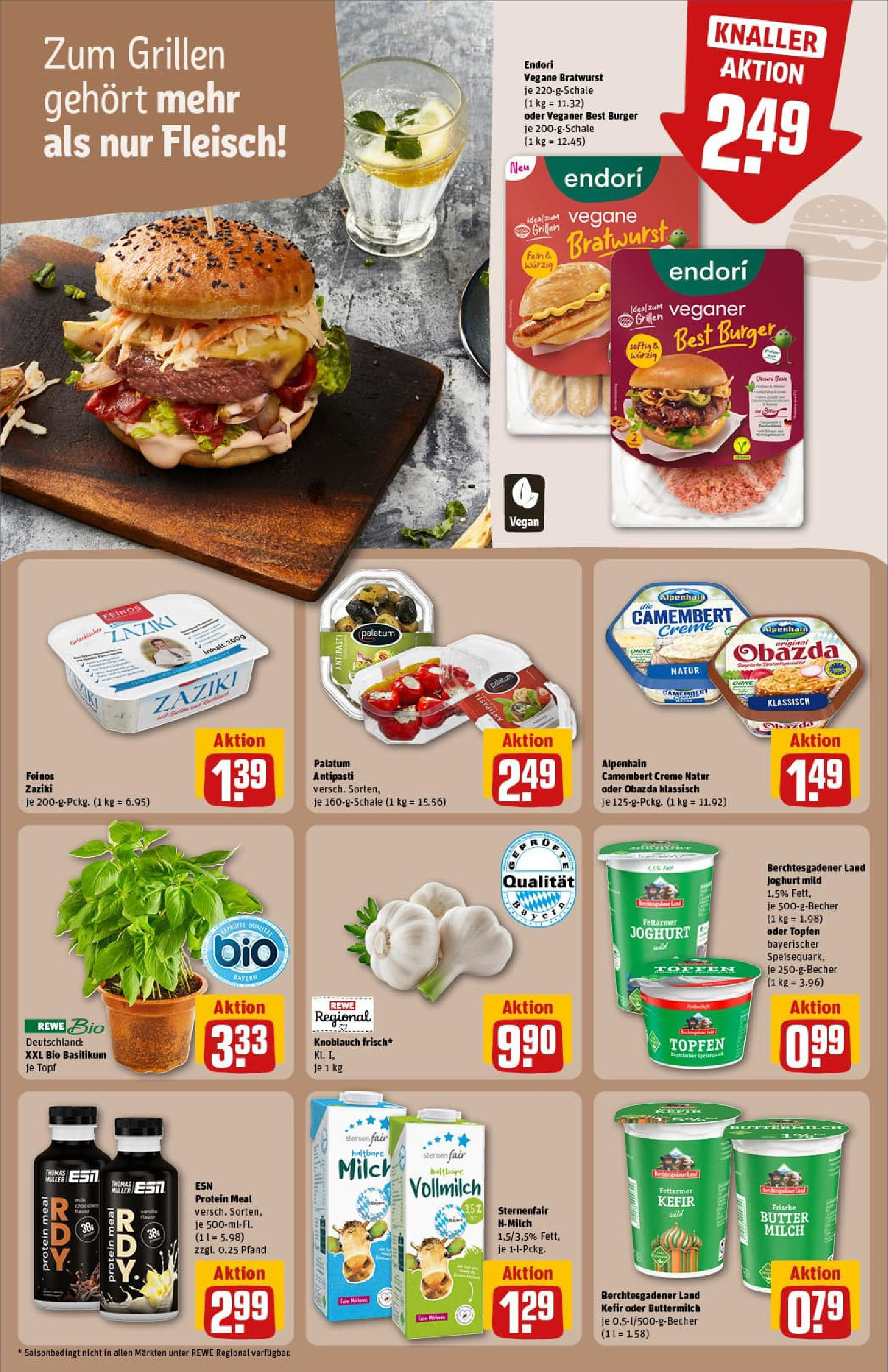 REWE Prospekt ab 20.07.2025 zum Blättern » Angebote | Seite: 24 | Produkte: Kefir, Bratwurst, Knoblauch, Fleisch