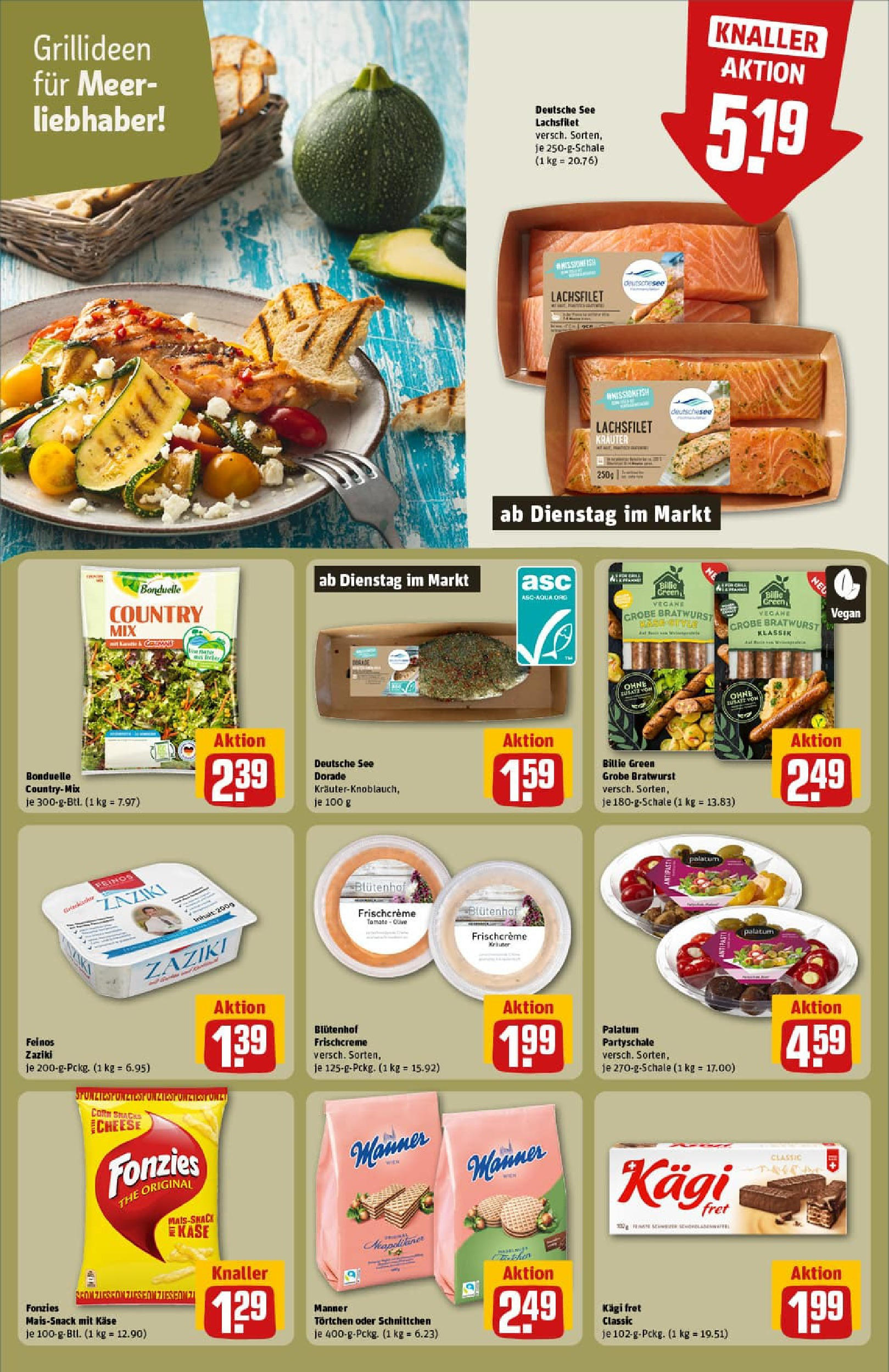 REWE Prospekt ab 20.07.2025 zum Blättern » Angebote | Seite: 26 | Produkte: Dorade, Käse, Bratwurst