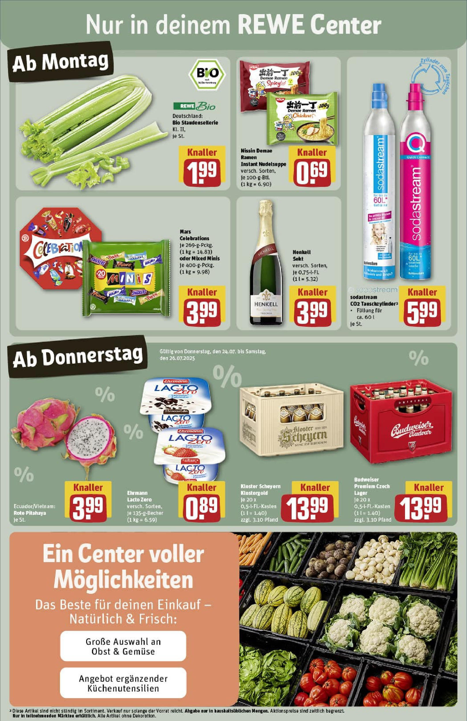 REWE Prospekt ab 20.07.2025 zum Blättern » Angebote | Seite: 3 | Produkte: Sekt, Celebrations, Gemüse, Budweiser