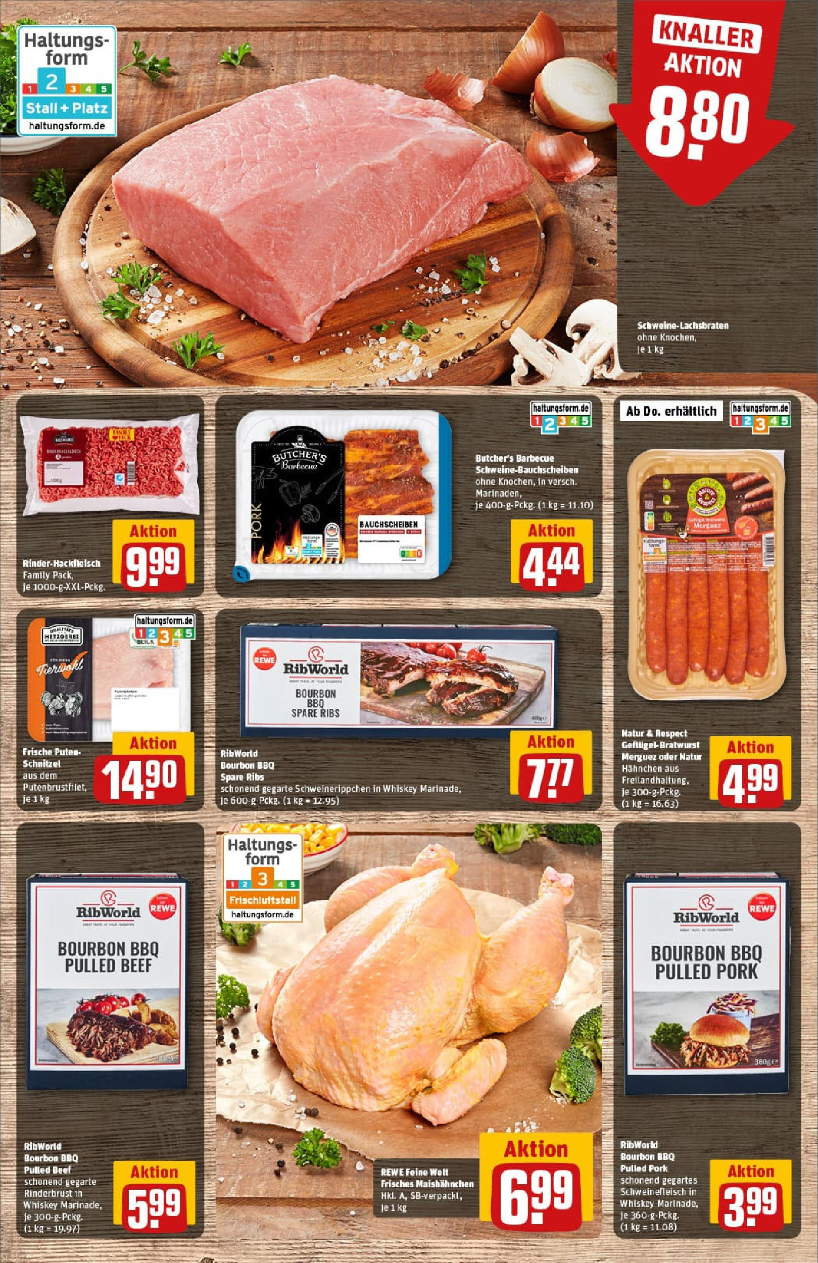 REWE Prospekt ab 20.07.2025 zum Blättern » Angebote | Seite: 11 | Produkte: Hahnchen, Spare ribs, Schweinefleisch, Bourbon
