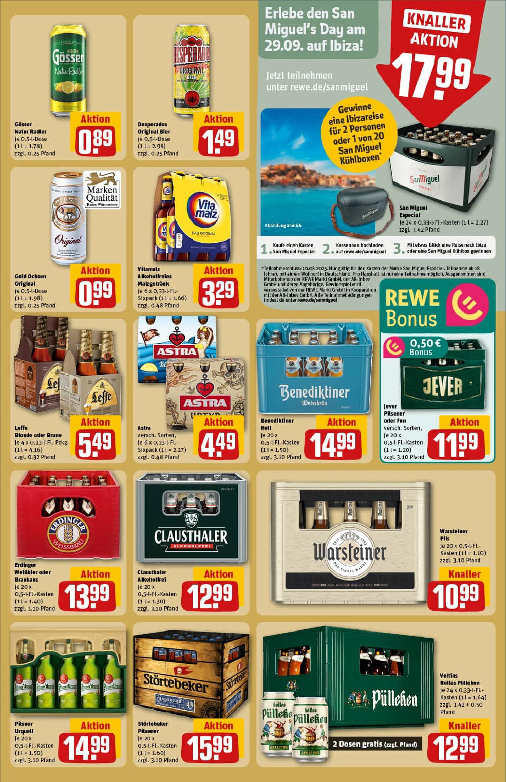 REWE Prospekt ab 20.07.2025 zum Blättern » Angebote | Seite: 19 | Produkte: Pils, Radler, Warsteiner, Desperados