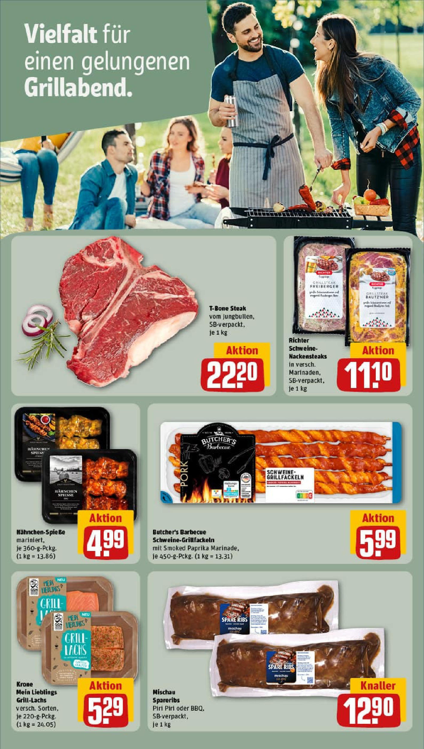 REWE Prospekt ab 20.07.2025 zum Blättern » Angebote | Seite: 16 | Produkte: Nackensteaks, Spare ribs, Lachs, Steak
