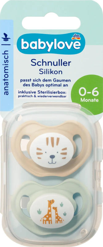 babylove Schnuller Silikon anatomisch, beige/mint, Gr. 1, 0-6 Monate
