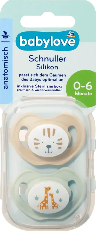 babylove Schnuller Silikon anatomisch, beige/mint, Gr. 1, 0-6 Monate