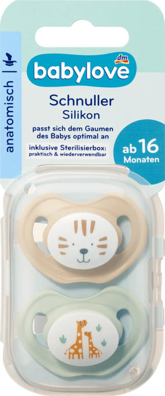 babylove Schnuller Silikon anatomisch, beige/mint, Gr. 3, ab 16 Monaten