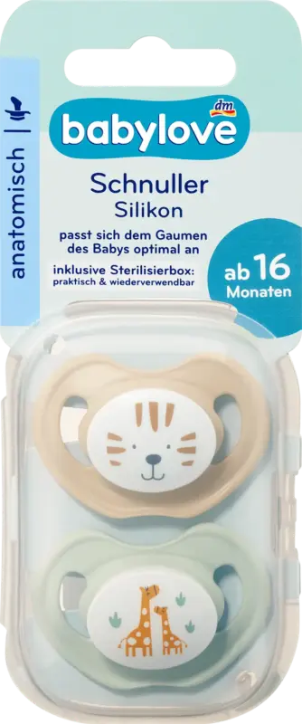 babylove Schnuller Silikon anatomisch, beige/mint, Gr. 3, ab 16 Monaten
