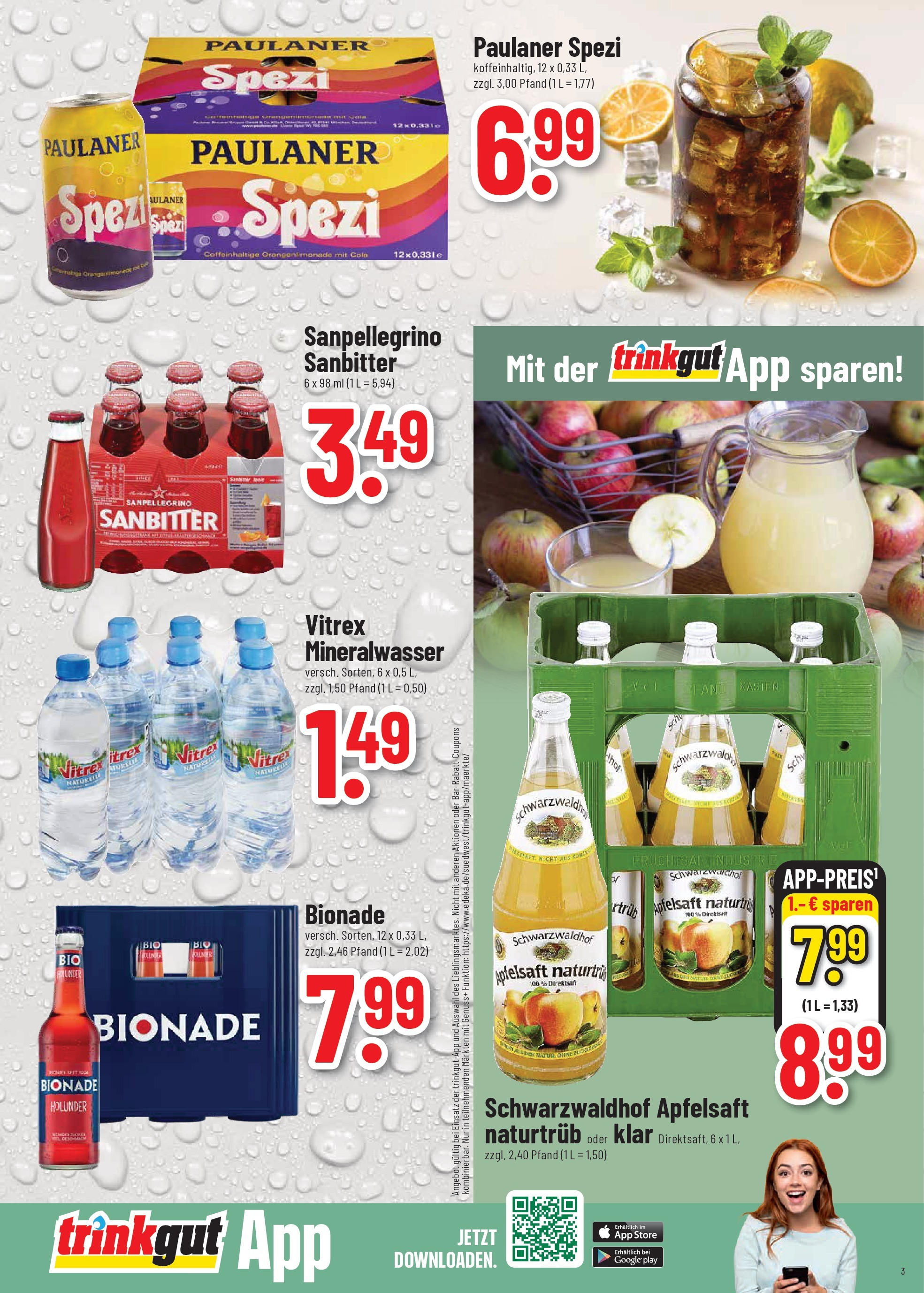 Trinkgut prospekt St. Leon-Rot	 (ab 20.07.2025) » Angebote online | Seite: 3 | Produkte: Paulaner spezi, Mineralwasser, Fruchtsaft, Paulaner