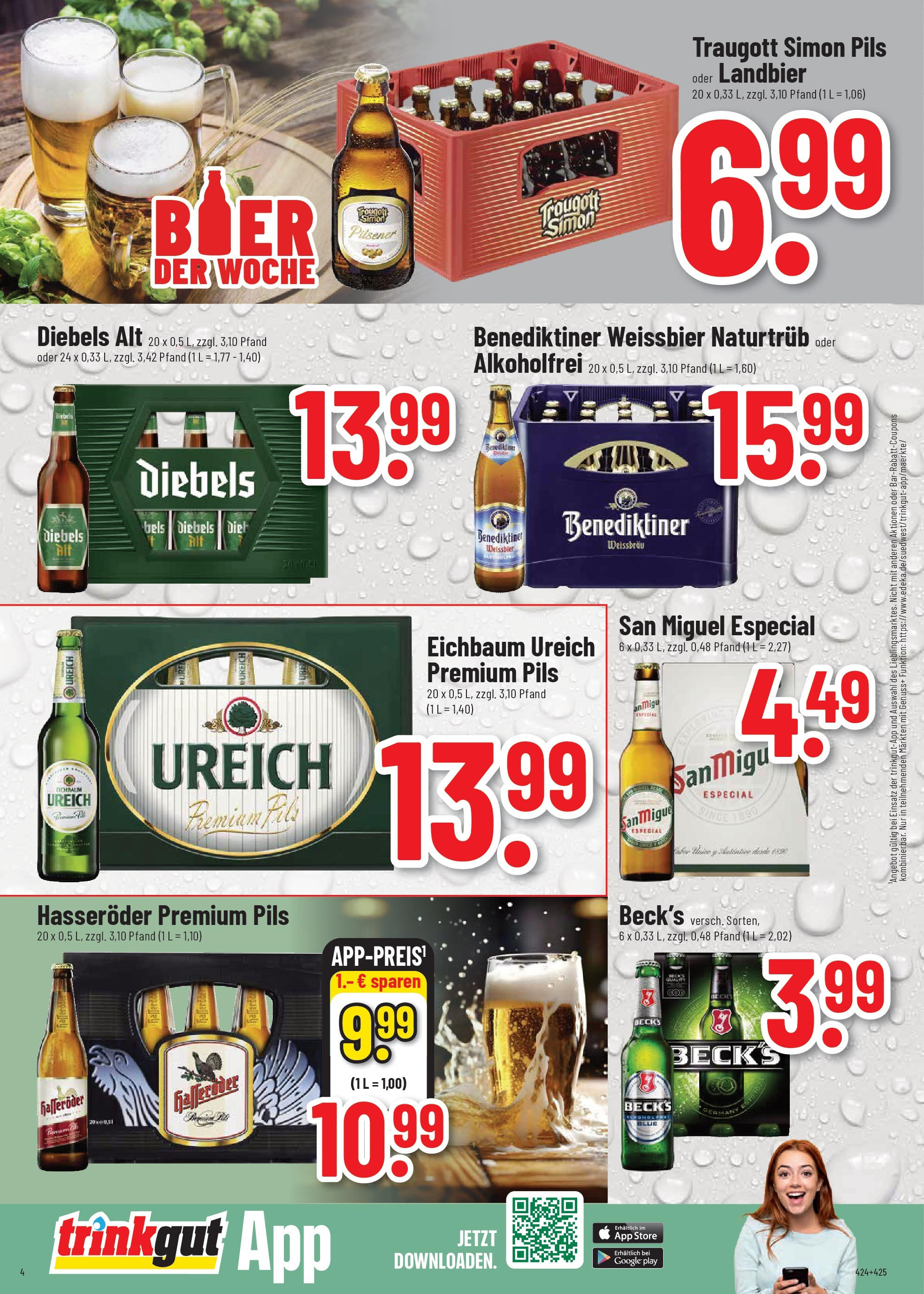 Trinkgut prospekt St. Leon-Rot	 (ab 20.07.2025) » Angebote online | Seite: 4 | Produkte: Weißbier, Pils, Diebels, Hasseröder