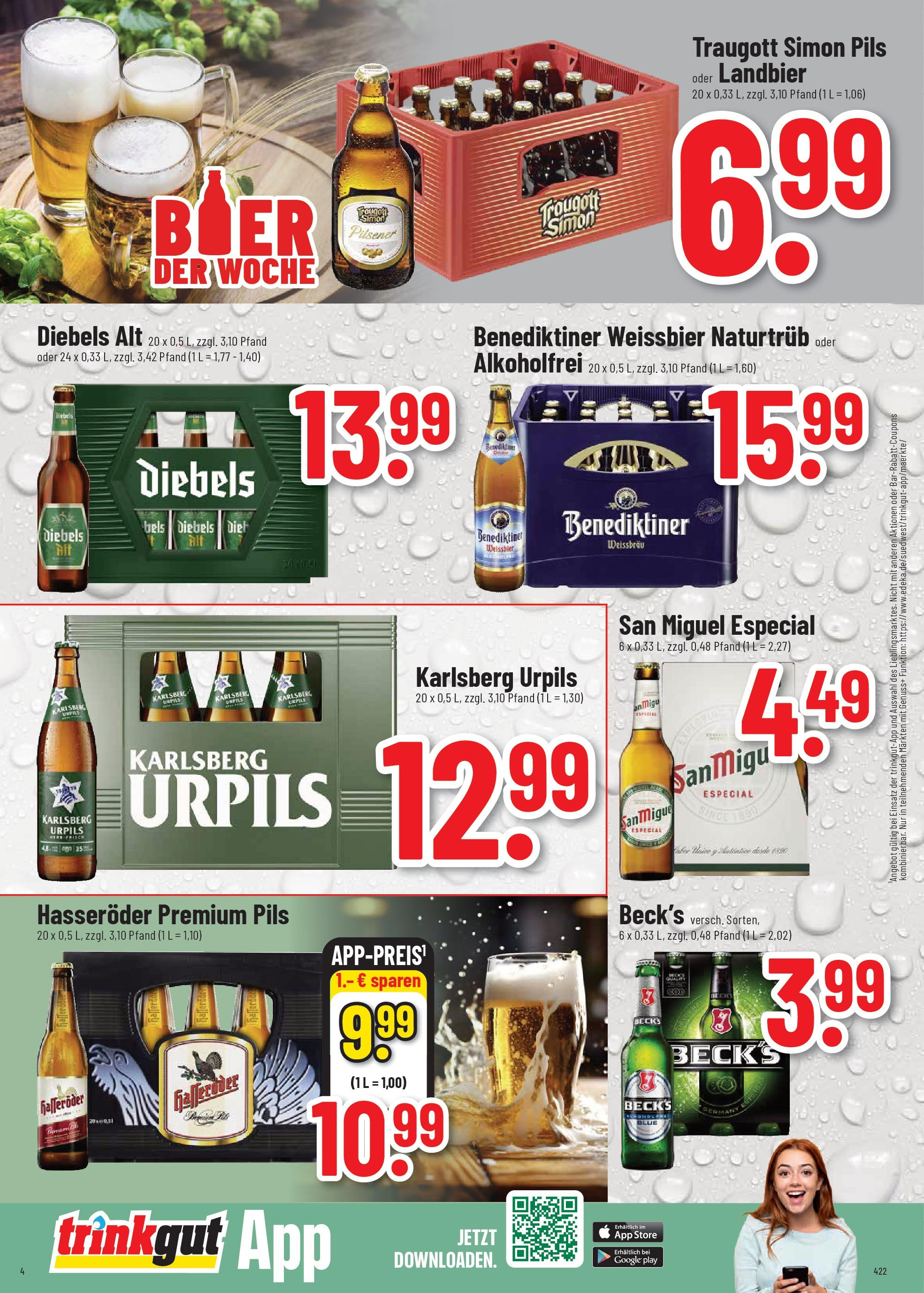 Trinkgut prospekt Dillingen	 (ab 20.07.2025) » Angebote online | Seite: 4 | Produkte: Weißbier, Pils, Diebels, Hasseröder