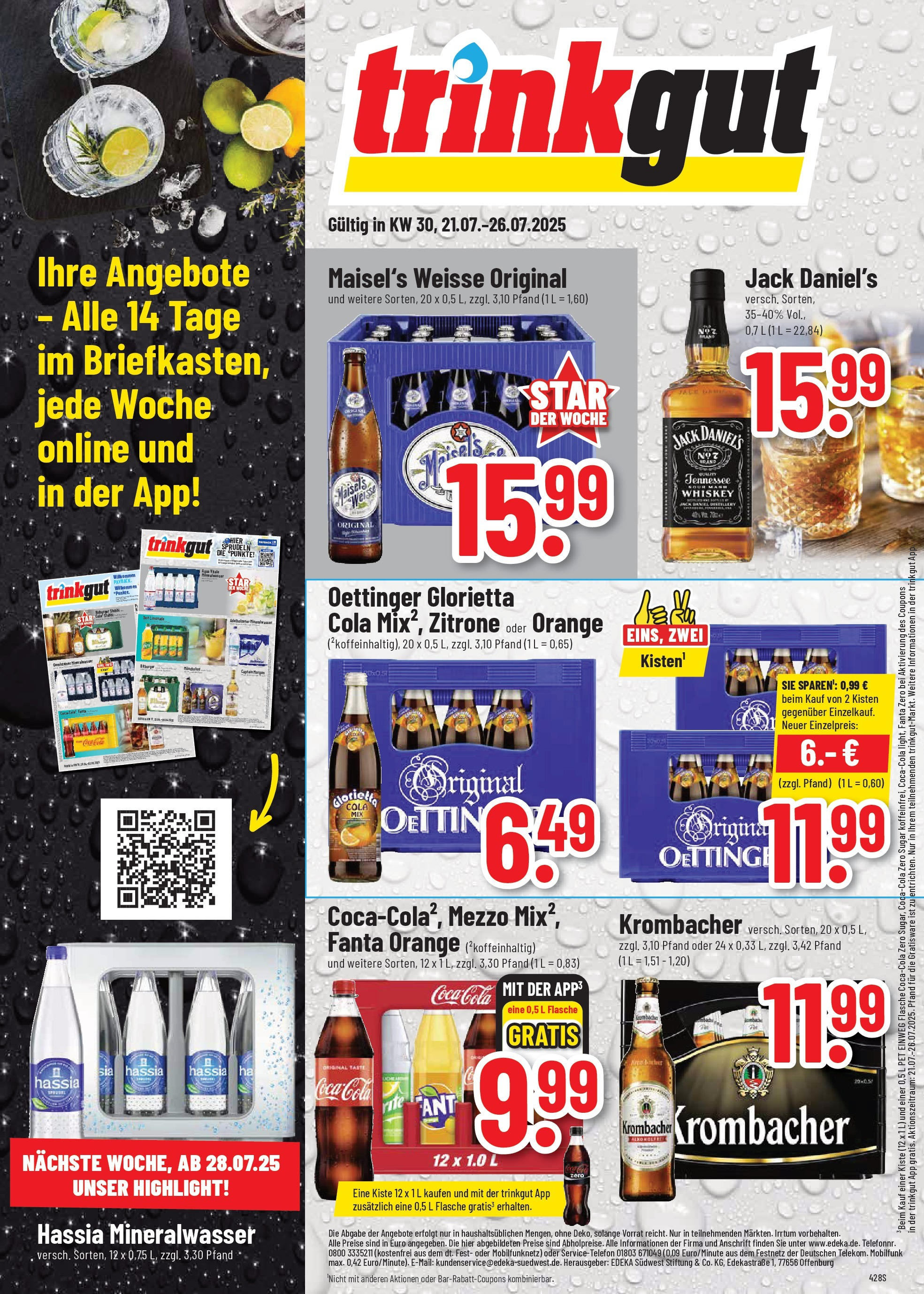 Trinkgut prospekt Oberursel	 (ab 20.07.2025) » Angebote online | Seite: 1 | Produkte: Fanta, Oettinger, Mineralwasser, Captain morgan