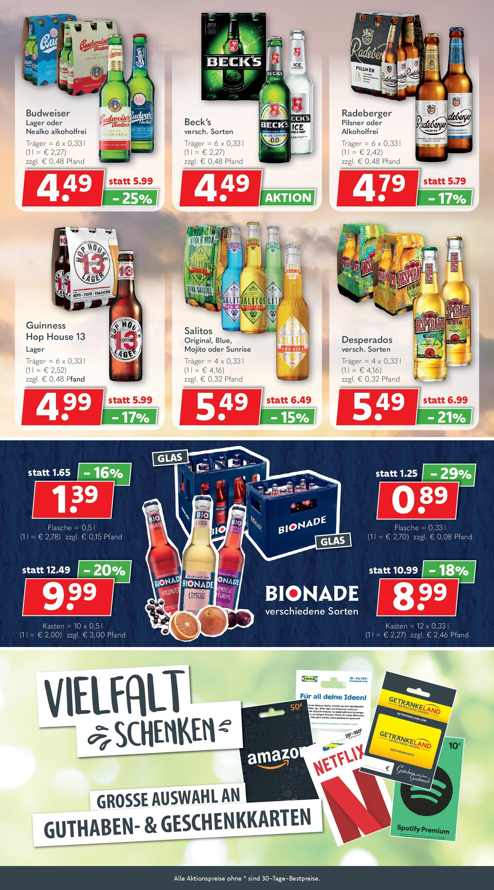 Getränkeland - Getränkeland: Getränkeangebote (ab 20.07.2025) zum Blättern | Seite: 4 | Produkte: Bionade, Desperados, Budweiser Getränkeland - Getränkeland: Getränkeangebote (ab 20.07.2025) zum Blättern | Seite: 4 | Produkte: Bionade, Desperados, Budweiser