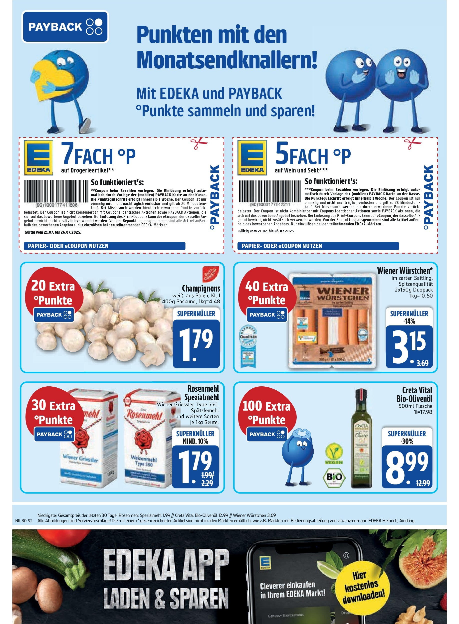 Edeka prospekt Rötz	 (ab 20.07.2025) » Angebote Online | Seite: 4 | Produkte: Wiener wurstchen, Sekt, Weizenmehl, Champignons