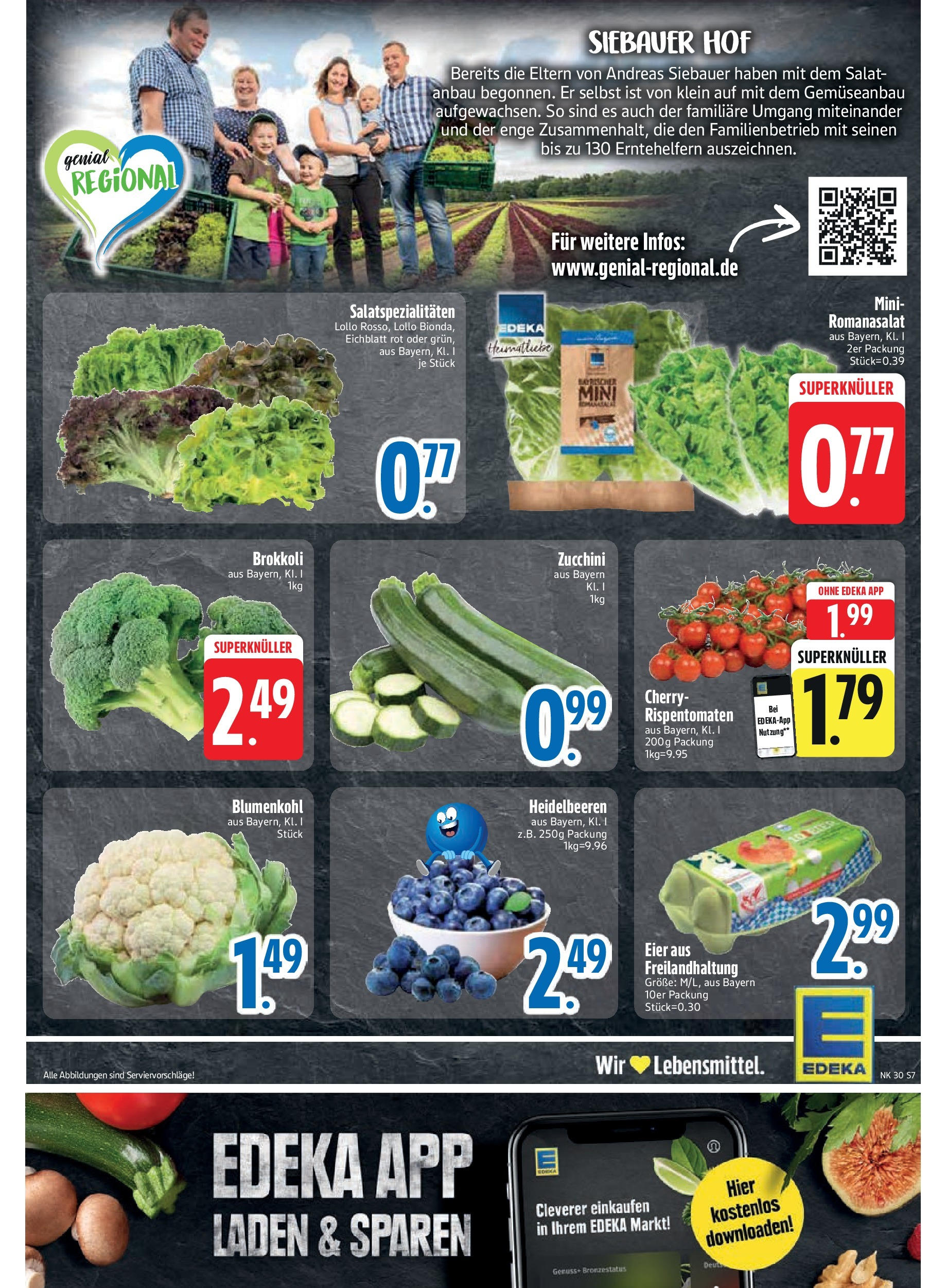 Edeka prospekt Rötz	 (ab 20.07.2025) » Angebote Online | Seite: 9 | Produkte: Heidelbeeren, Blumenkohl, Zucchini, Salat