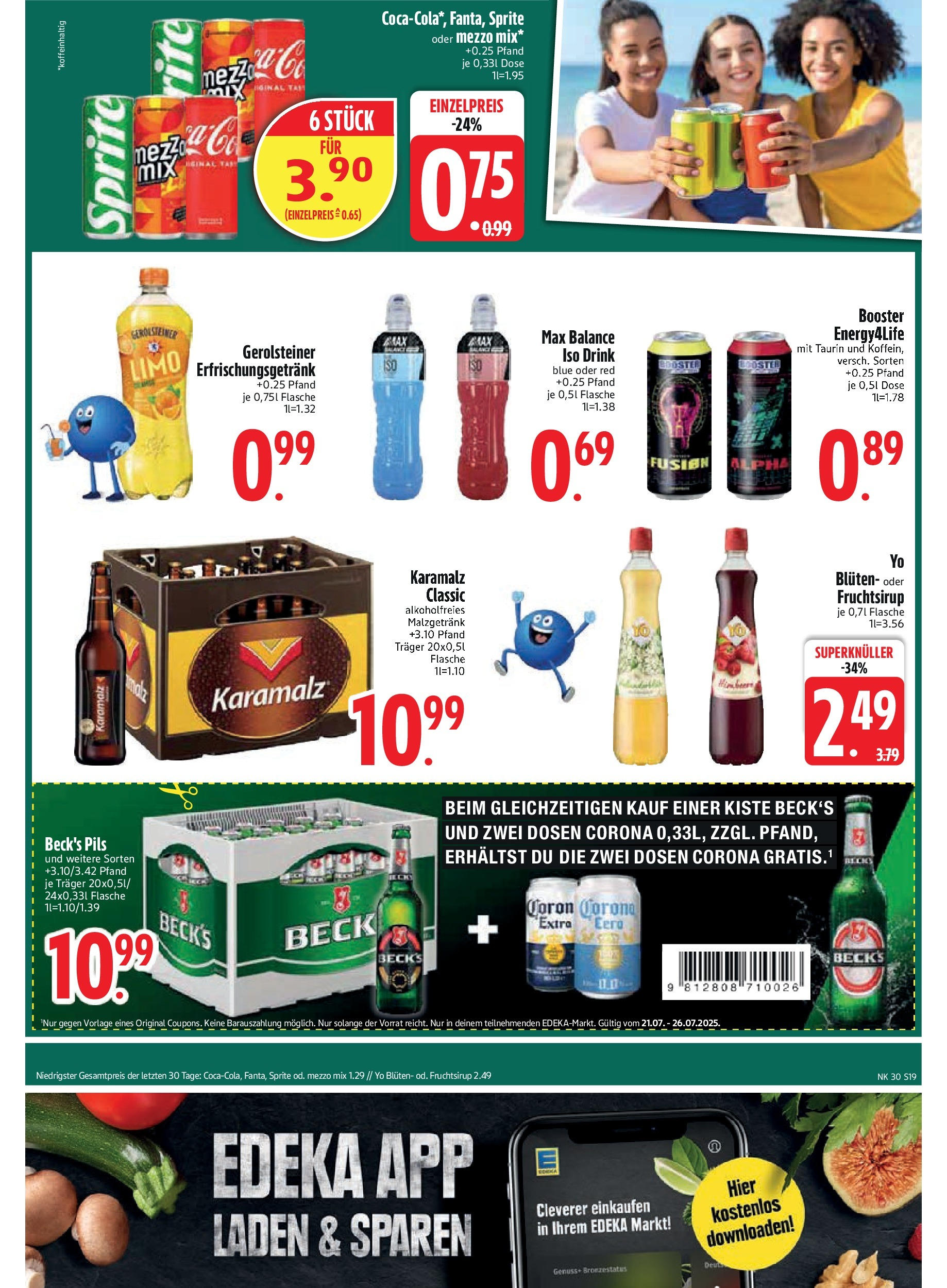 Edeka prospekt Rötz	 (ab 20.07.2025) » Angebote Online | Seite: 21 | Produkte: Mezzo mix, Sprite, Pils, Gerolsteiner