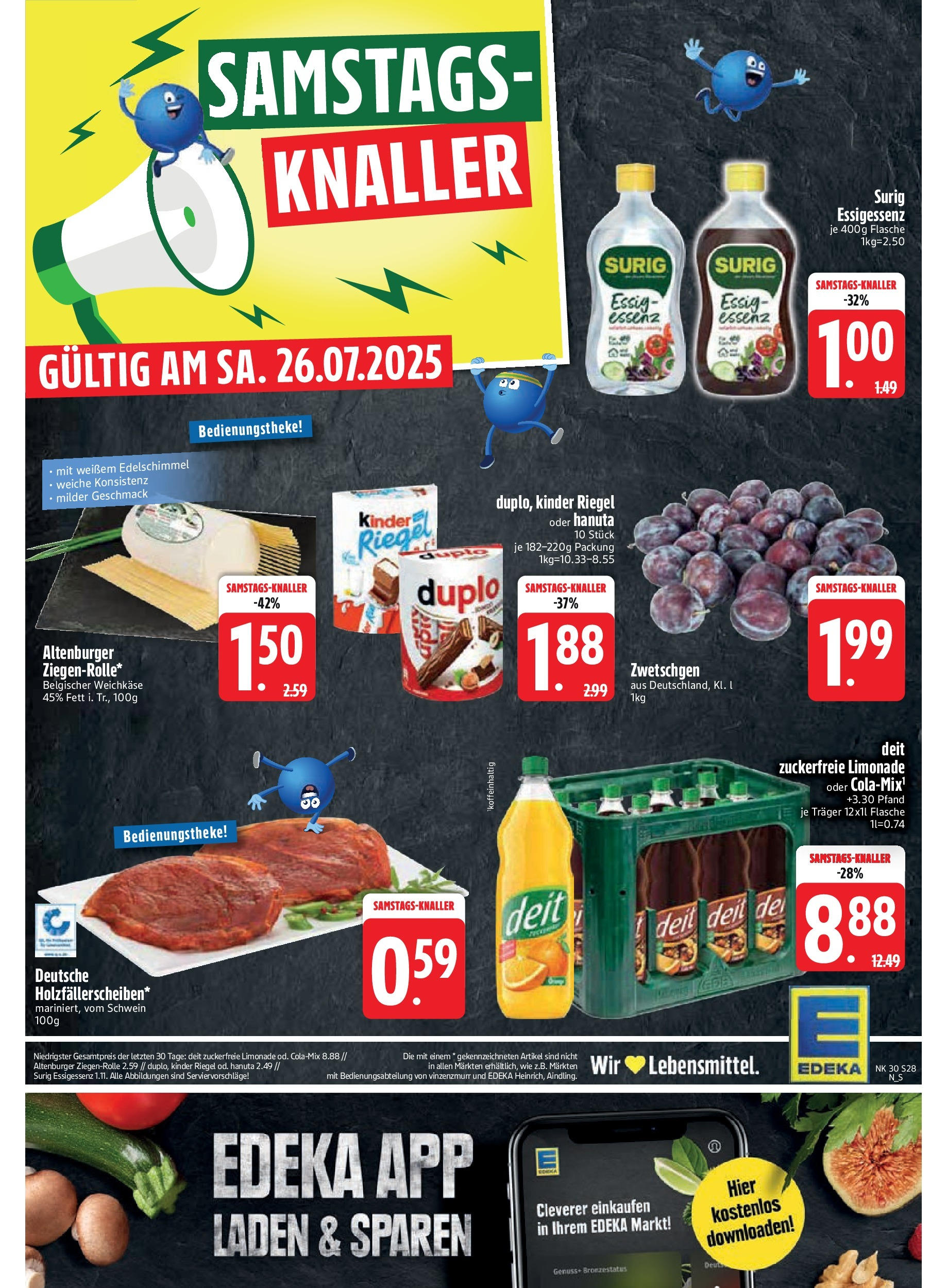 Edeka prospekt Rötz	 (ab 20.07.2025) » Angebote Online | Seite: 30 | Produkte: Essig, Zwetschgen, Kinder riegel, Steak