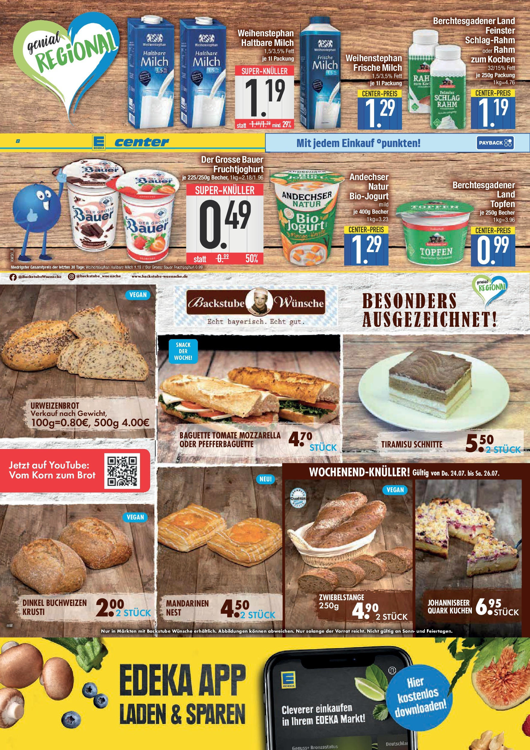 Edeka prospekt Bad Reichenhall (ab 20.07.2025) » Angebote Online | Seite: 8 | Produkte: Milch, Mozzarella, Baguette, Brot Edeka prospekt Bad Reichenhall (ab 20.07.2025) » Angebote Online | Seite: 8 | Produkte: Milch, Mozzarella, Baguette, Brot