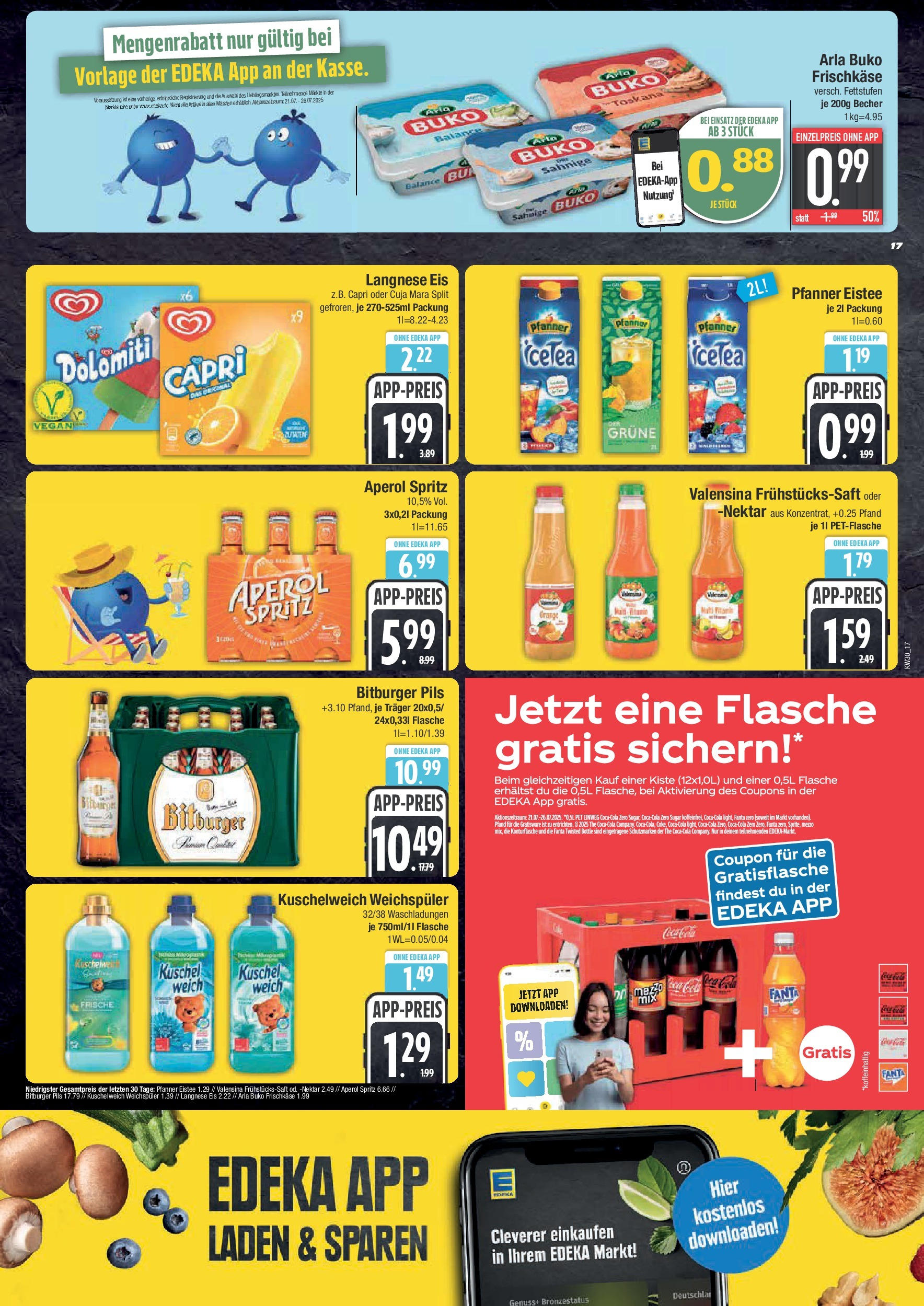 Edeka prospekt Bad Reichenhall (ab 20.07.2025) » Angebote Online | Seite: 17 | Produkte: Langnese, Cola, Weichspüler, Frischkase Edeka prospekt Bad Reichenhall (ab 20.07.2025) » Angebote Online | Seite: 17 | Produkte: Langnese, Cola, Weichspüler, Frischkase