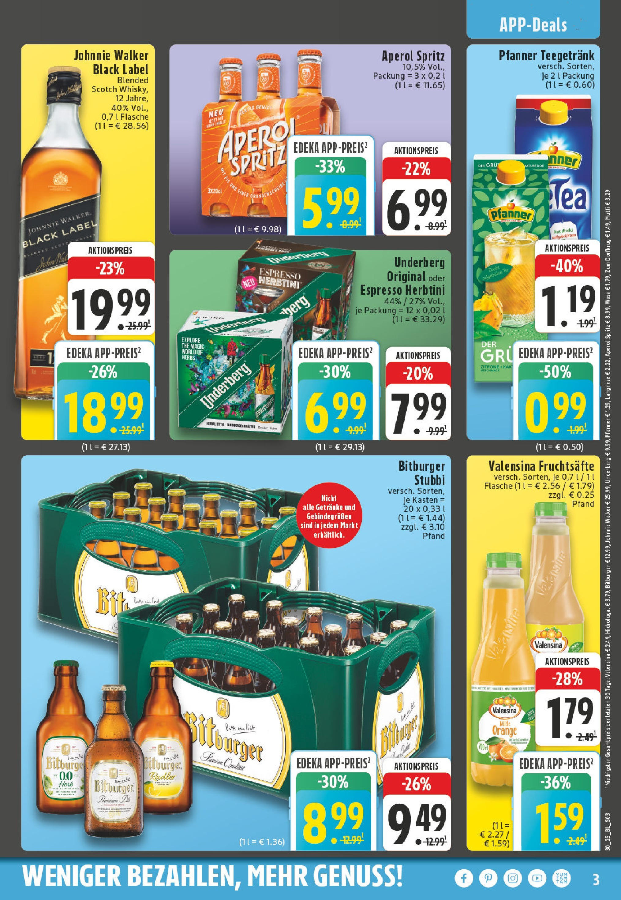 Edeka prospekt Bonn	 (ab 20.07.2025) » Angebote Online | Seite: 3 | Produkte: Bitburger, Valensina, Zitrone, Johnnie walker
