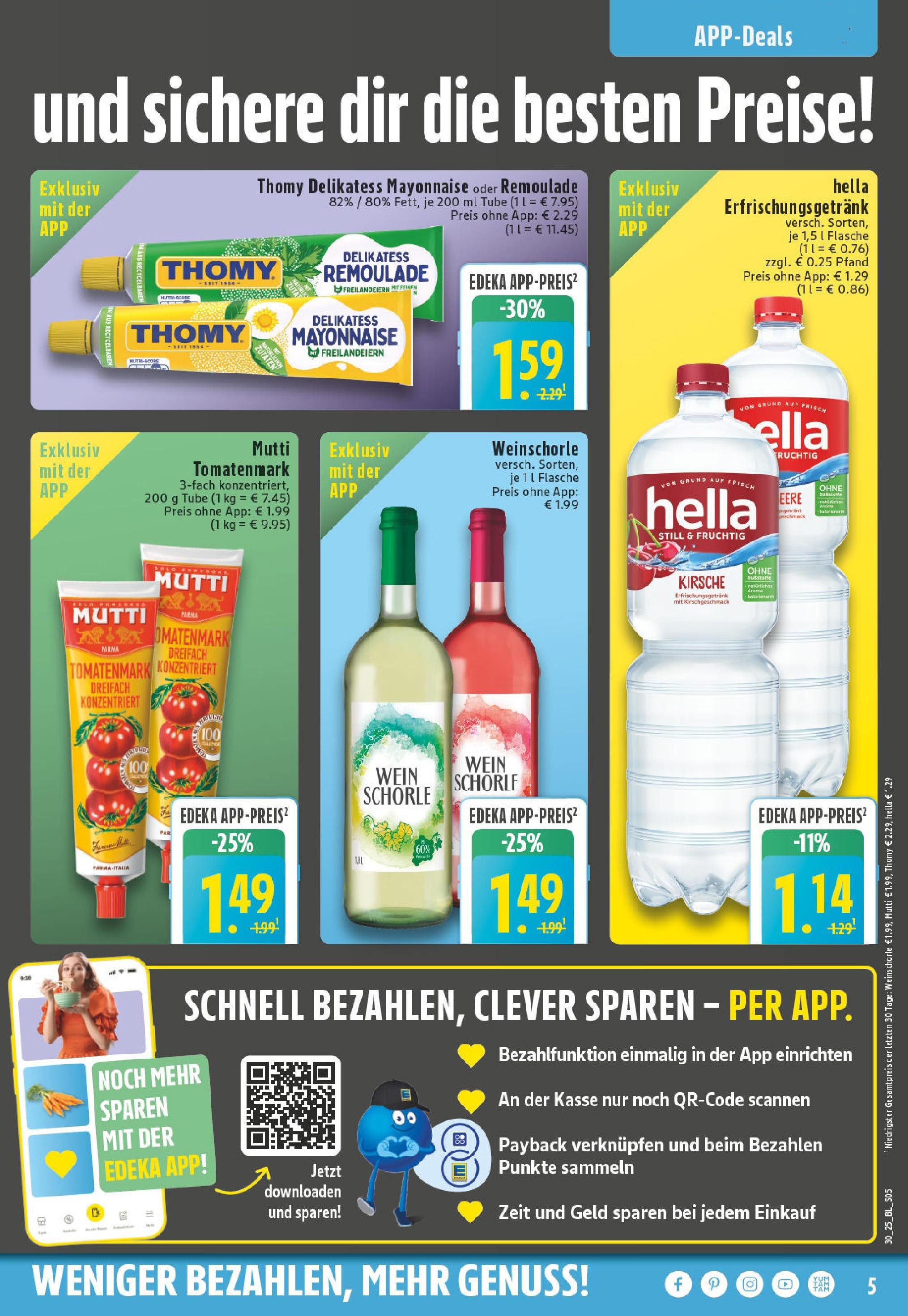 Edeka prospekt Bonn	 (ab 20.07.2025) » Angebote Online | Seite: 5 | Produkte: Weinschorle, Mayonnaise, Hella, Wein