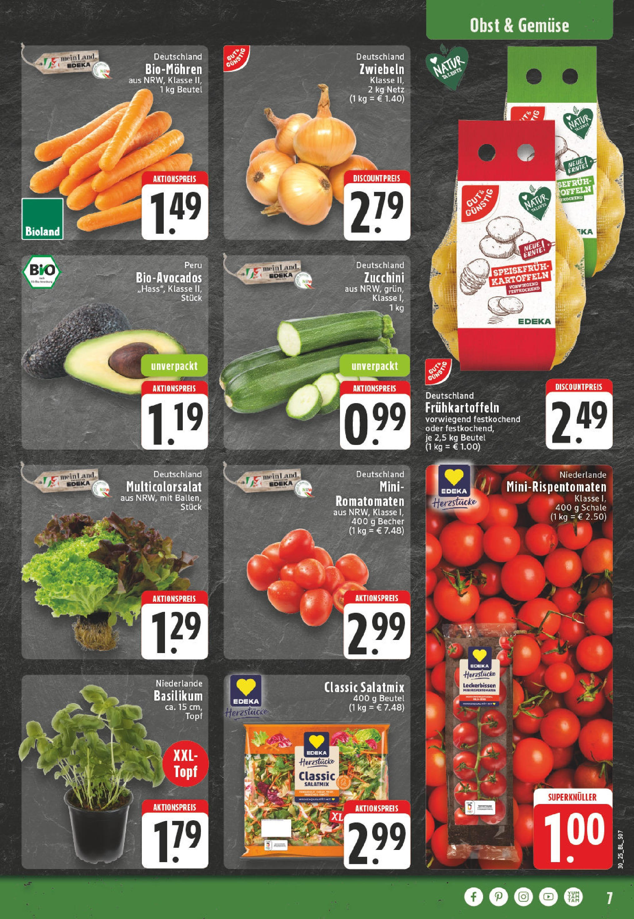 Edeka prospekt Bonn	 (ab 20.07.2025) » Angebote Online | Seite: 7 | Produkte: Kartoffeln, Gemüse, Obst, Zucchini