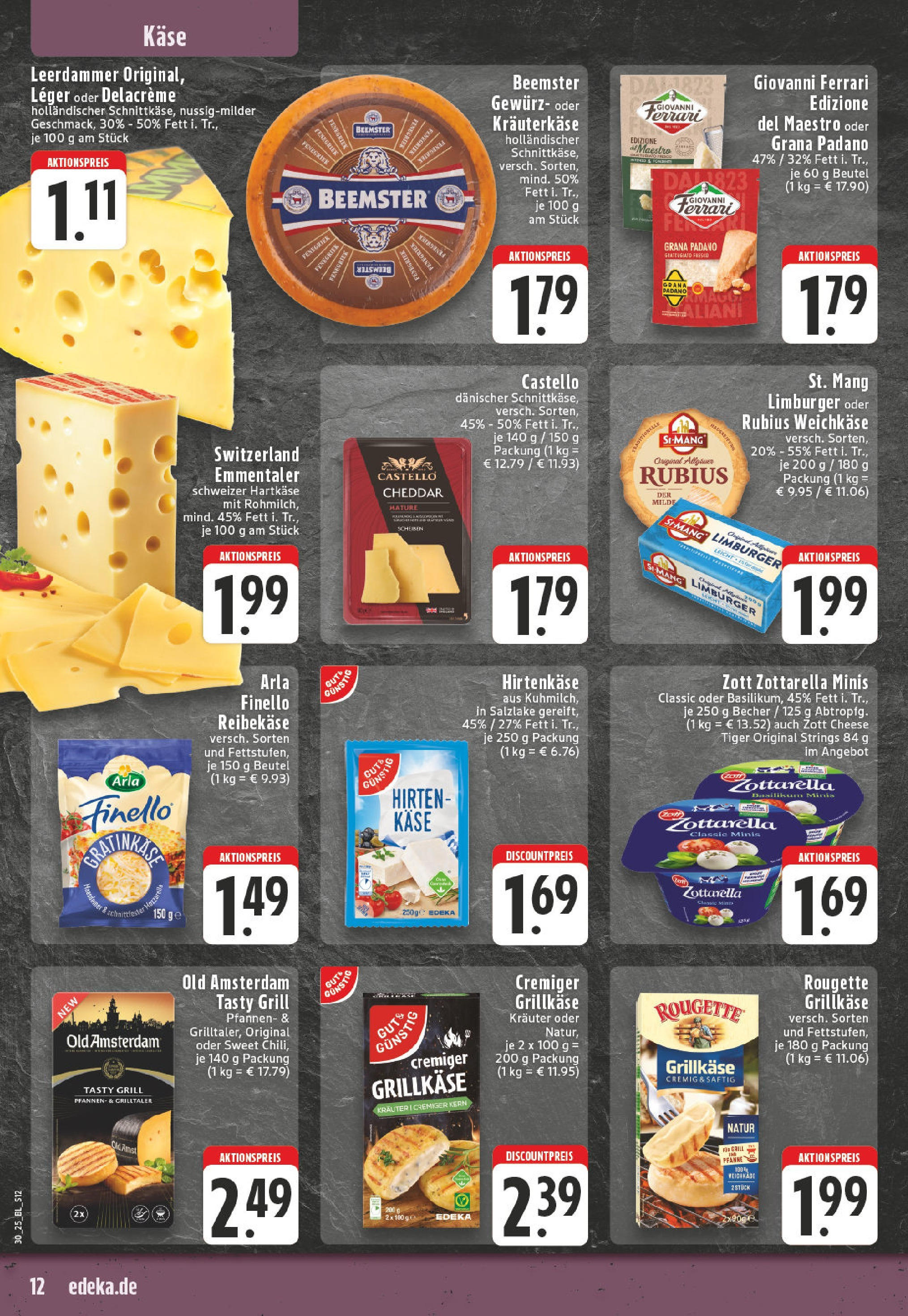 Edeka prospekt Bonn	 (ab 20.07.2025) » Angebote Online | Seite: 12 | Produkte: Käse, Mozzarella, Leerdammer, Reibekase