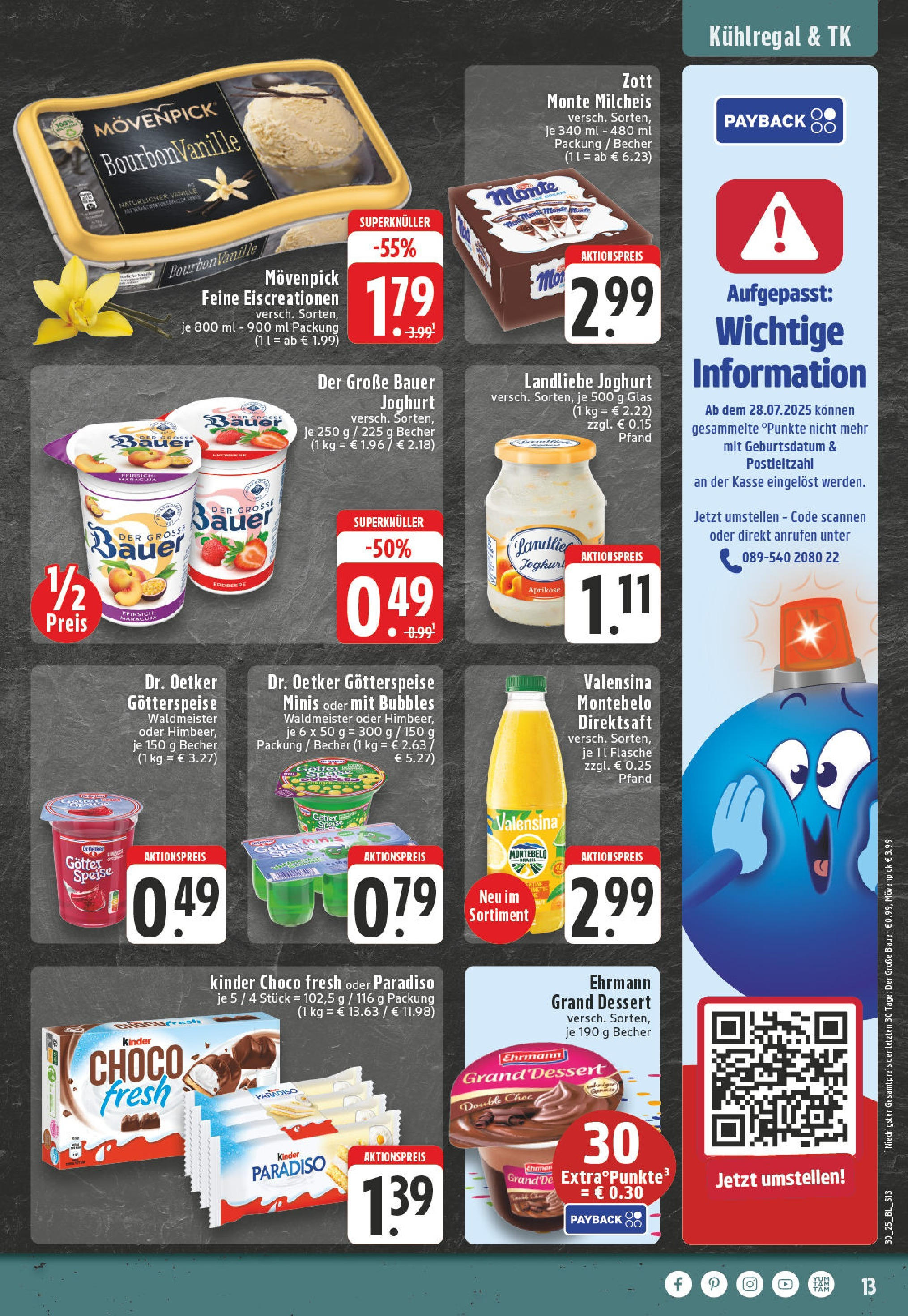 Edeka prospekt Bonn	 (ab 20.07.2025) » Angebote Online | Seite: 13 | Produkte: Ehrmann grand dessert, Bauer joghurt, Valensina, Landliebe joghurt