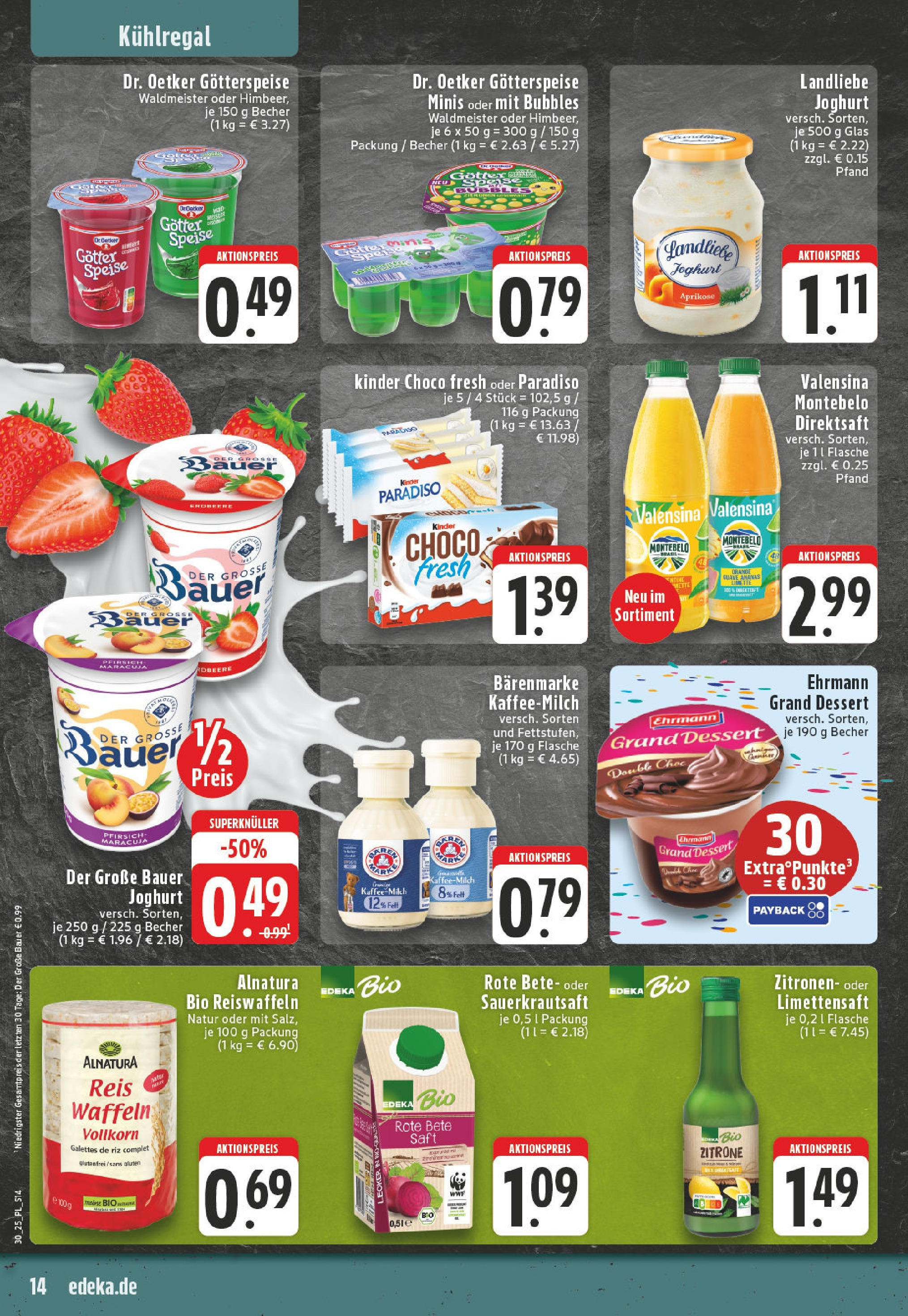 Edeka prospekt Wickede	 (ab 20.07.2025) » Angebote Online | Seite: 14 | Produkte: Milch, Ehrmann grand dessert, Bauer joghurt, Waffeln