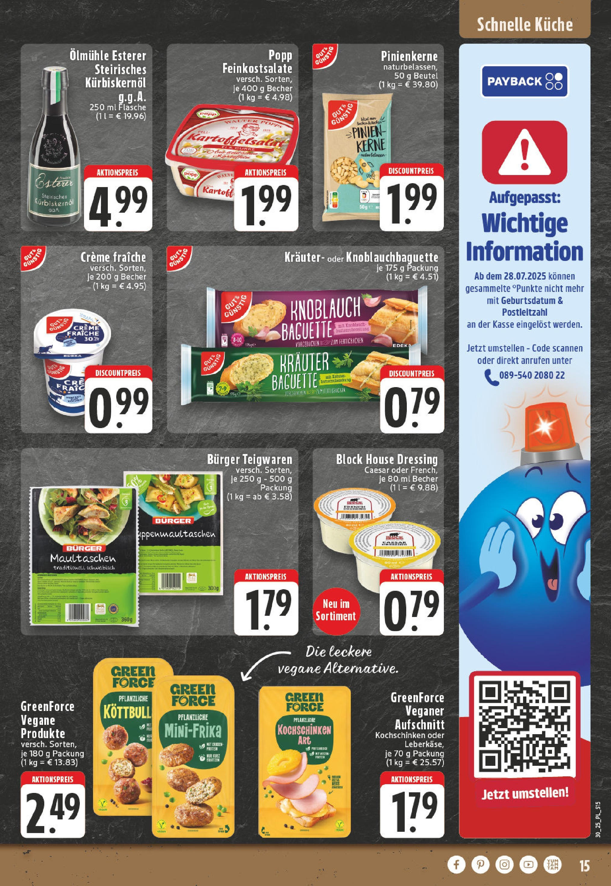 Edeka prospekt Wickede	 (ab 20.07.2025) » Angebote Online | Seite: 15 | Produkte: Küche, Baguette, Creme, Knoblauch