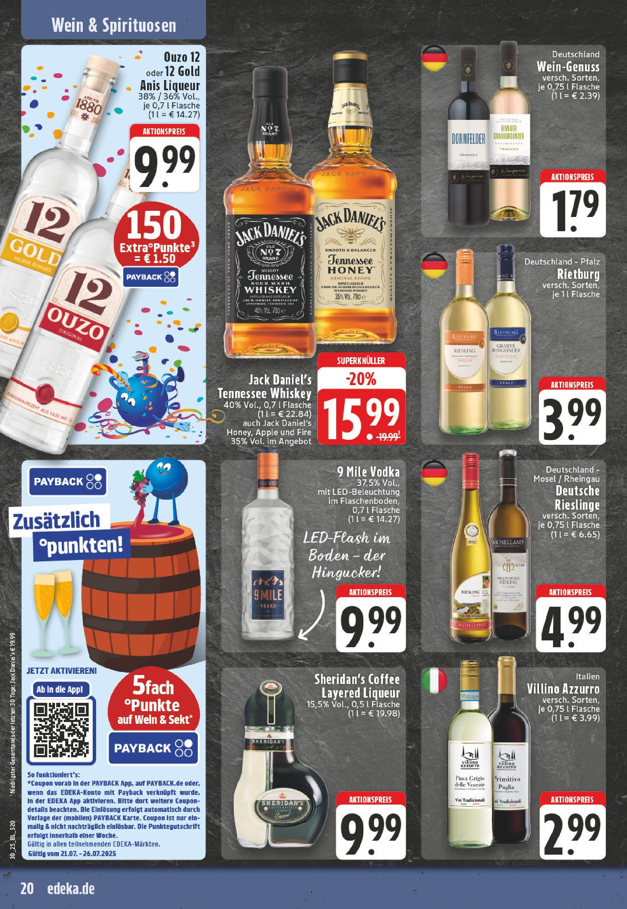 Edeka prospekt Bonn	 (ab 20.07.2025) » Angebote Online | Seite: 20 | Produkte: Ouzo, Apple, Vodka, Whiskey