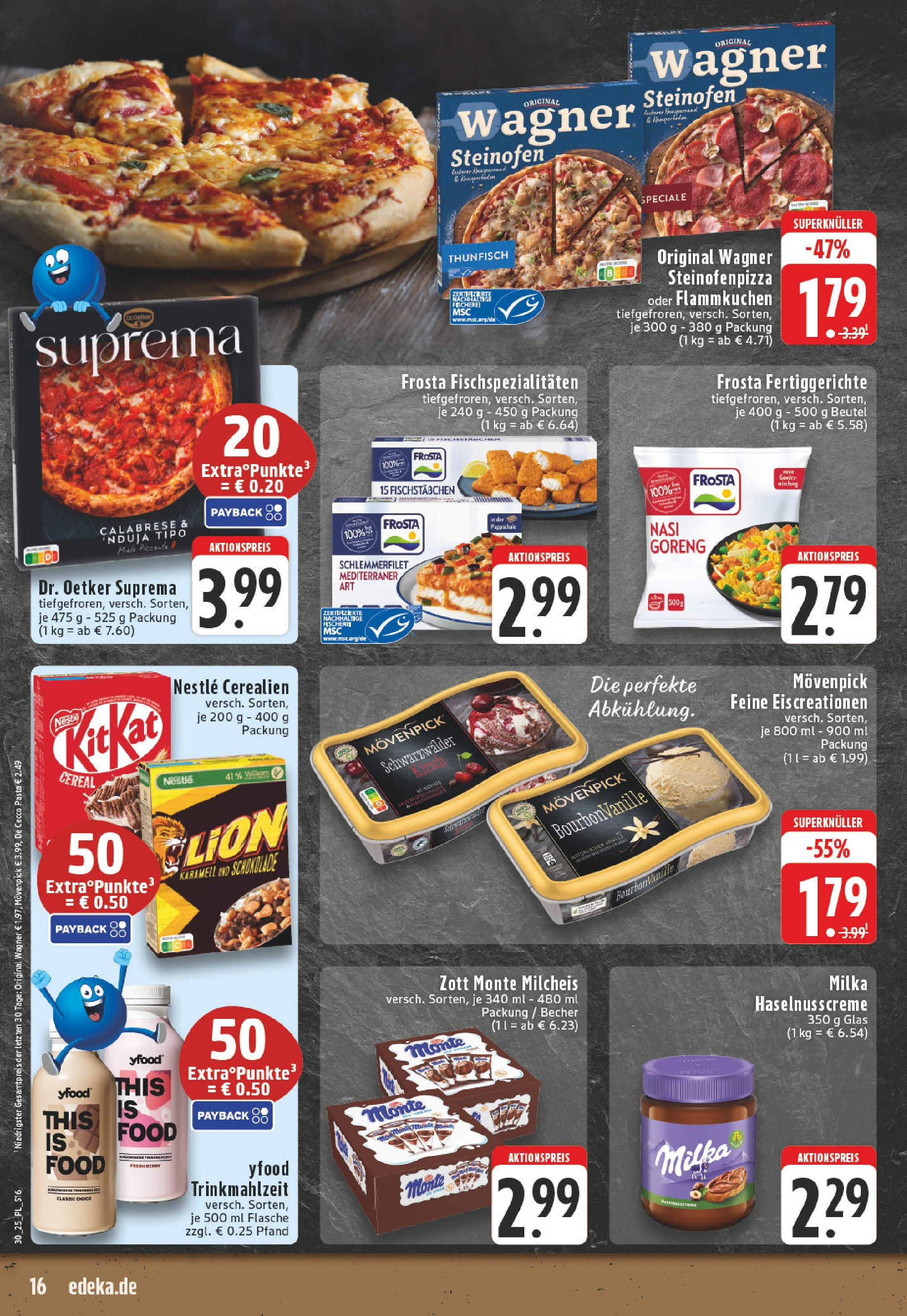 Edeka prospekt Wickede	 (ab 20.07.2025) » Angebote Online | Seite: 16 | Produkte: Frosta, YFood, Fischstabchen, Pizza