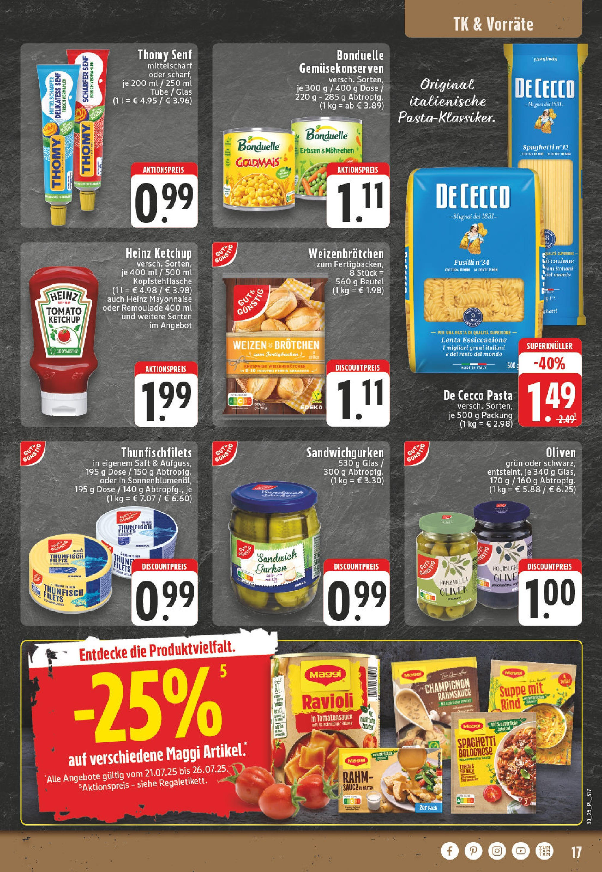 Edeka prospekt Wickede	 (ab 20.07.2025) » Angebote Online | Seite: 17 | Produkte: Maggi, Thunfisch, Pasta, Saft