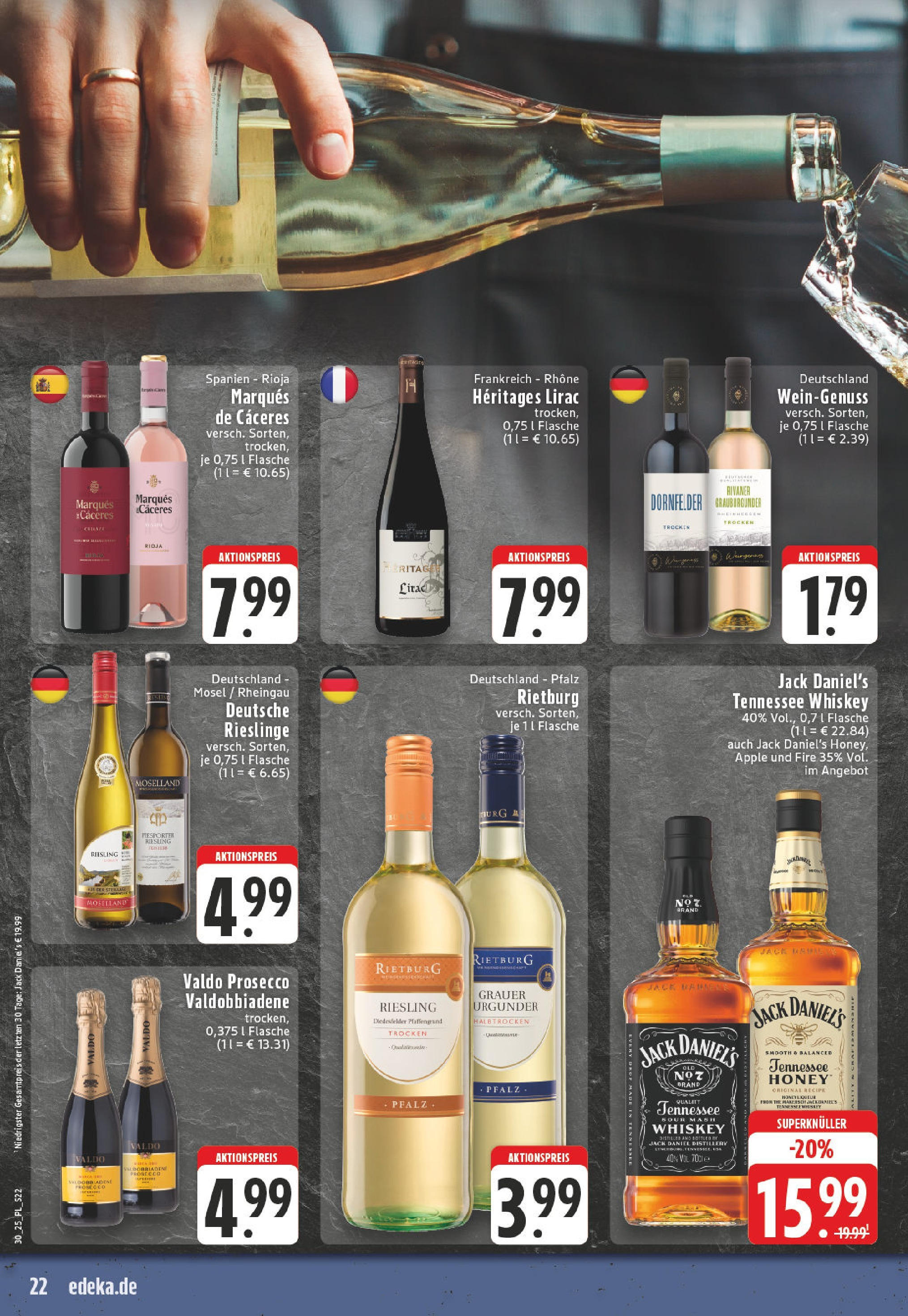 Edeka prospekt Wickede	 (ab 20.07.2025) » Angebote Online | Seite: 22 | Produkte: Jack Daniel's, Apple, Prosecco, Whiskey