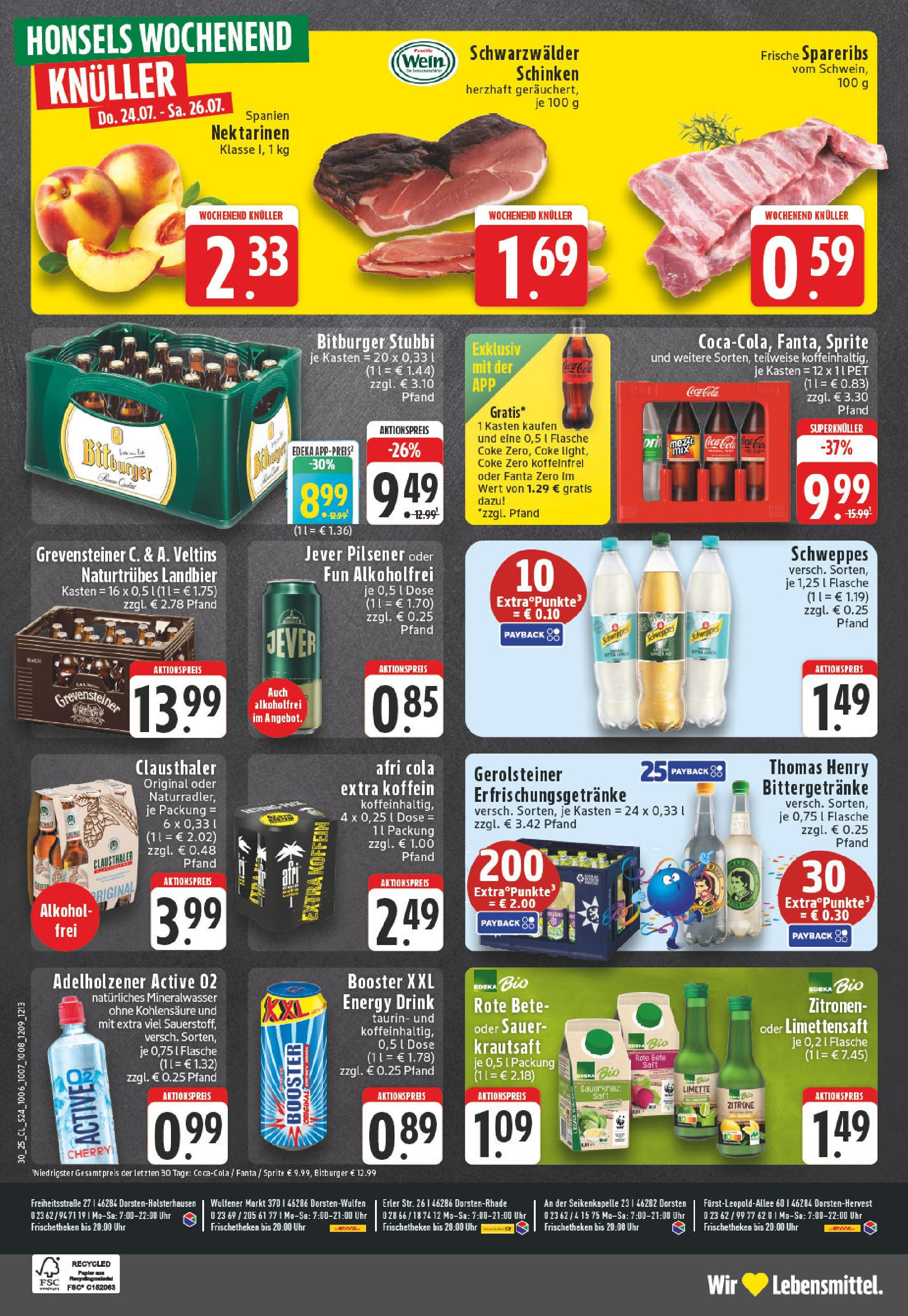 Edeka prospekt Dorsten	 (ab 20.07.2025) » Angebote Online | Seite: 24 | Produkte: Fanta, Sprite, Adelholzener, Mineralwasser