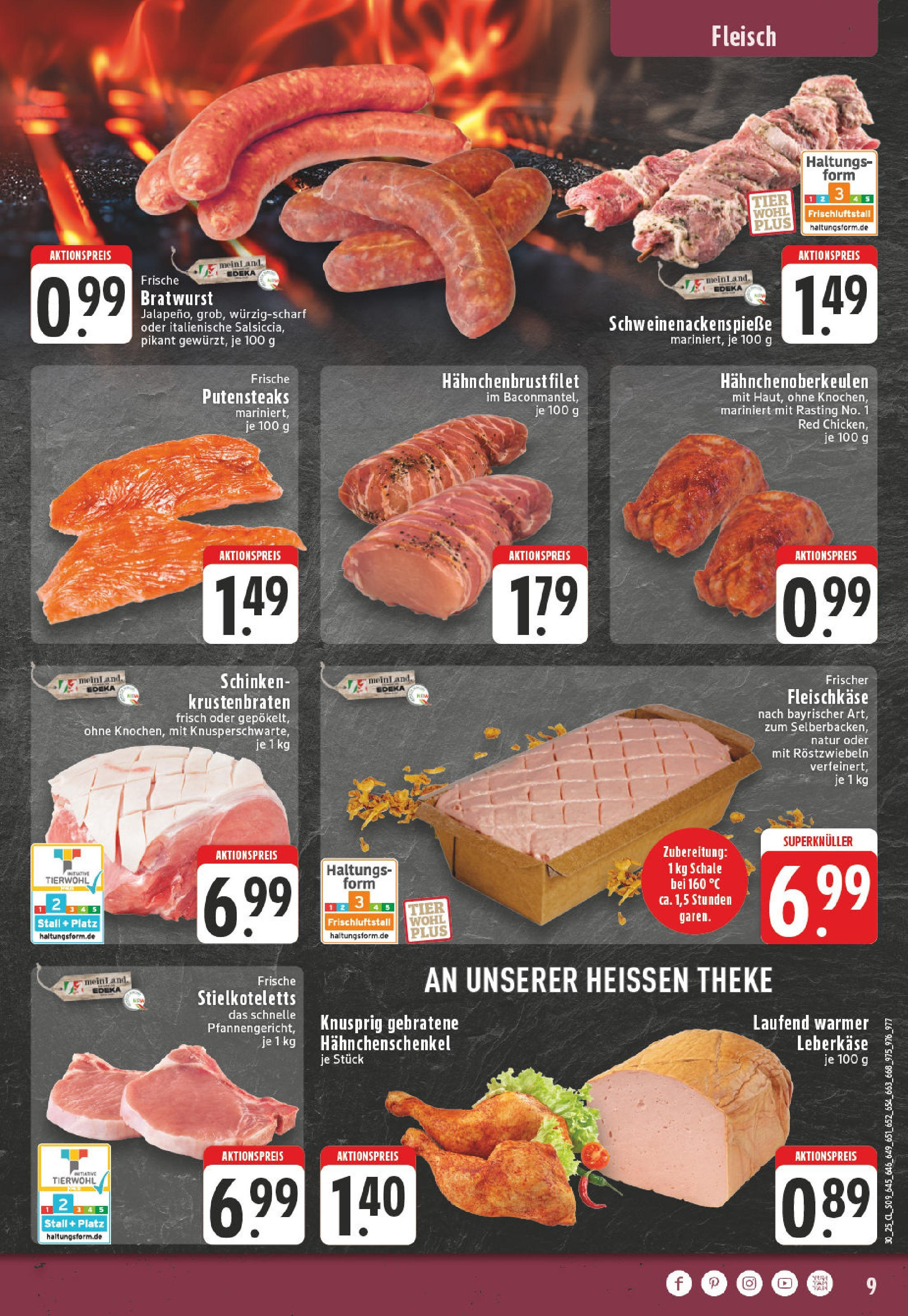 Edeka prospekt Mülheim	 (ab 20.07.2025) » Angebote Online | Seite: 9 | Produkte: Hahnchenschenkel, Krustenbraten, Fleisch, Leberkase