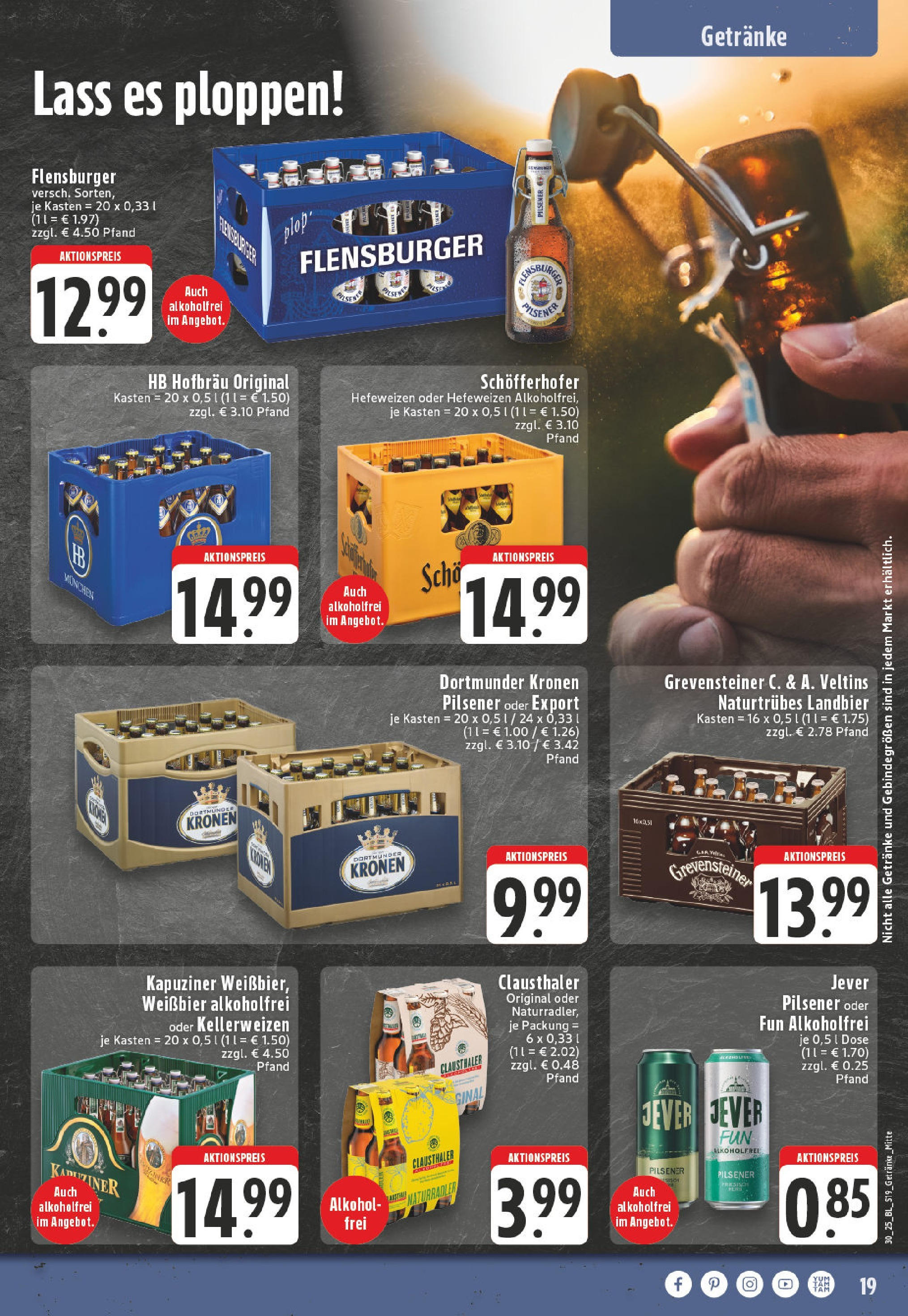 Edeka prospekt Gronau	 (ab 20.07.2025) » Angebote Online | Seite: 19 | Produkte: Weißbier, Flensburger, Jever, Veltins