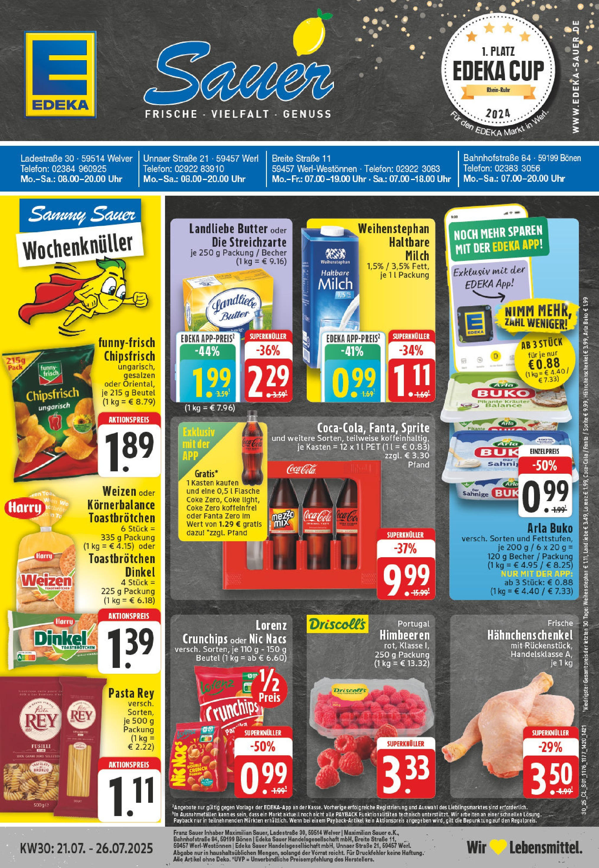 EDEKA Prospekt ab 20.07.2025 - Prospekt Bönen Online Vorschau von dem Prospekt des Geschäftes Edeka, gültig ab dem 20.07.2025