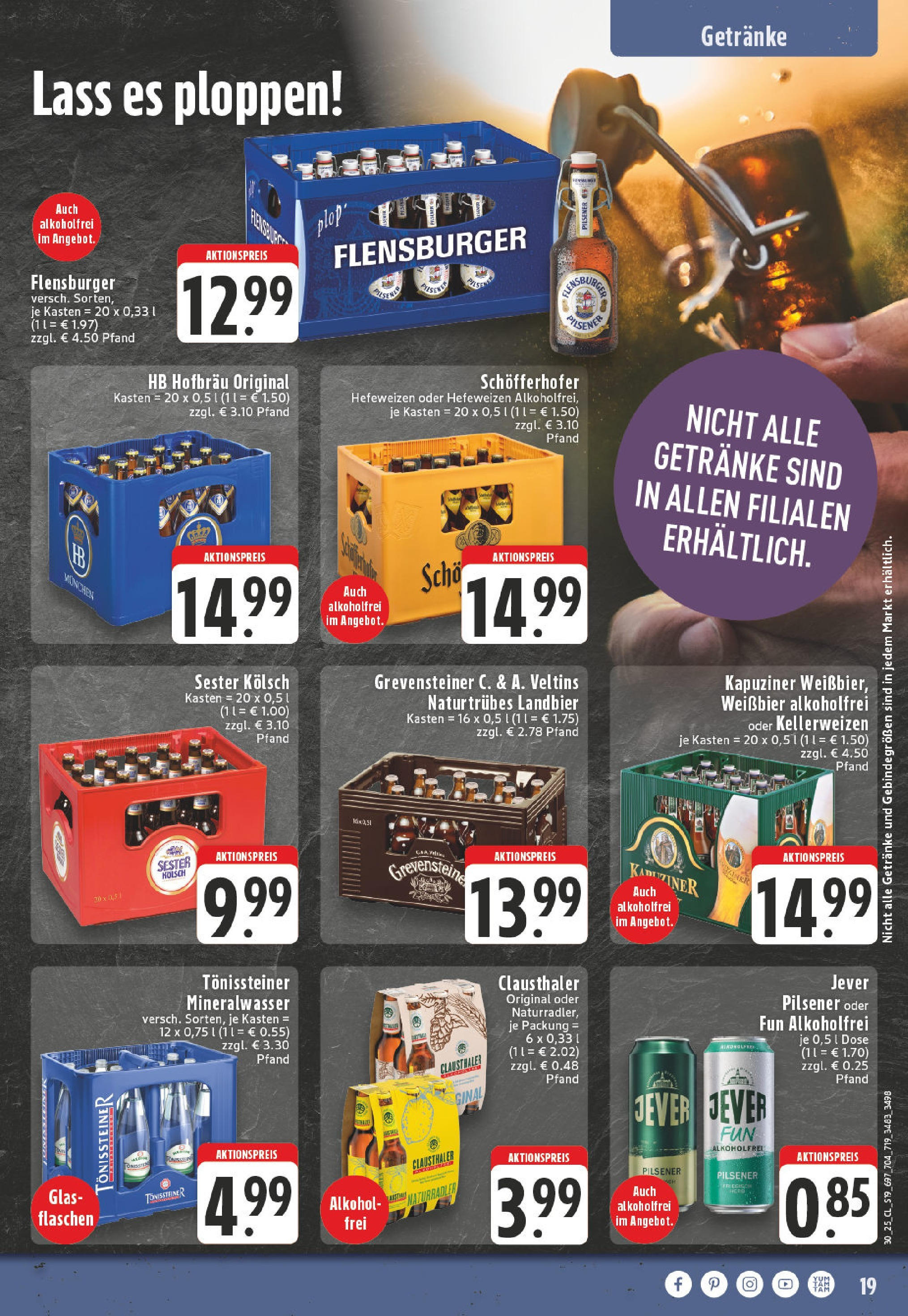 Edeka prospekt Bonn	 (ab 20.07.2025) » Angebote Online | Seite: 19 | Produkte: Mineralwasser, Flensburger, Jever, Veltins