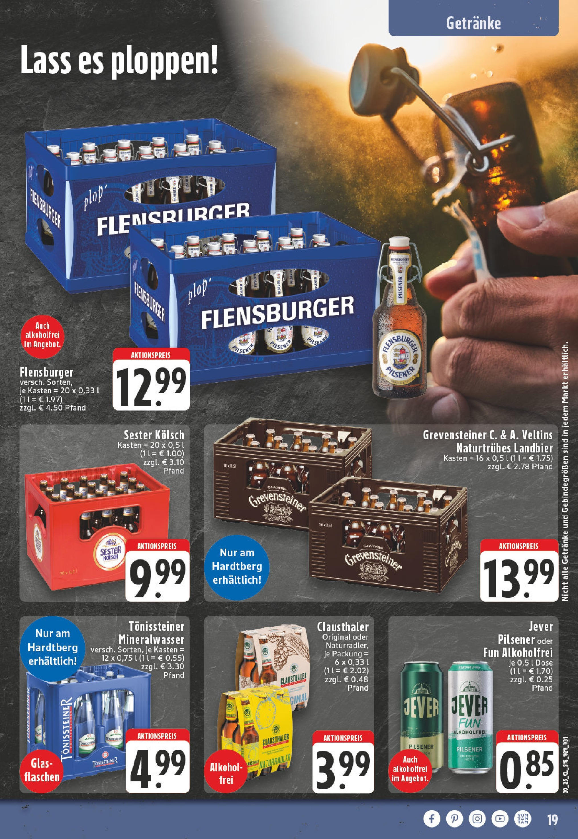 Edeka prospekt Bonn	 (ab 20.07.2025) » Angebote Online | Seite: 19 | Produkte: Mineralwasser, Flensburger, Jever, Veltins