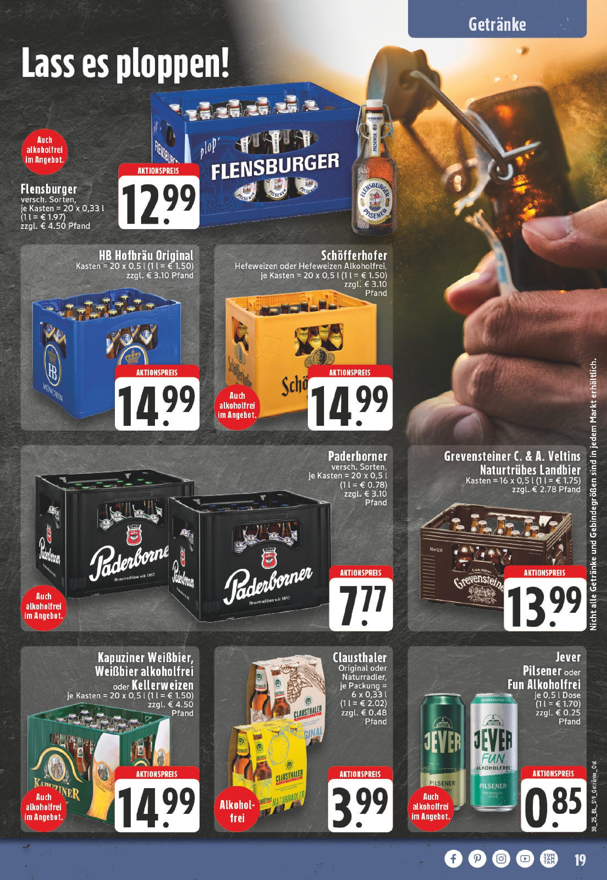 Edeka prospekt Bielefeld	 (ab 20.07.2025) » Angebote Online | Seite: 19 | Produkte: Weißbier, Flensburger, Jever, Veltins