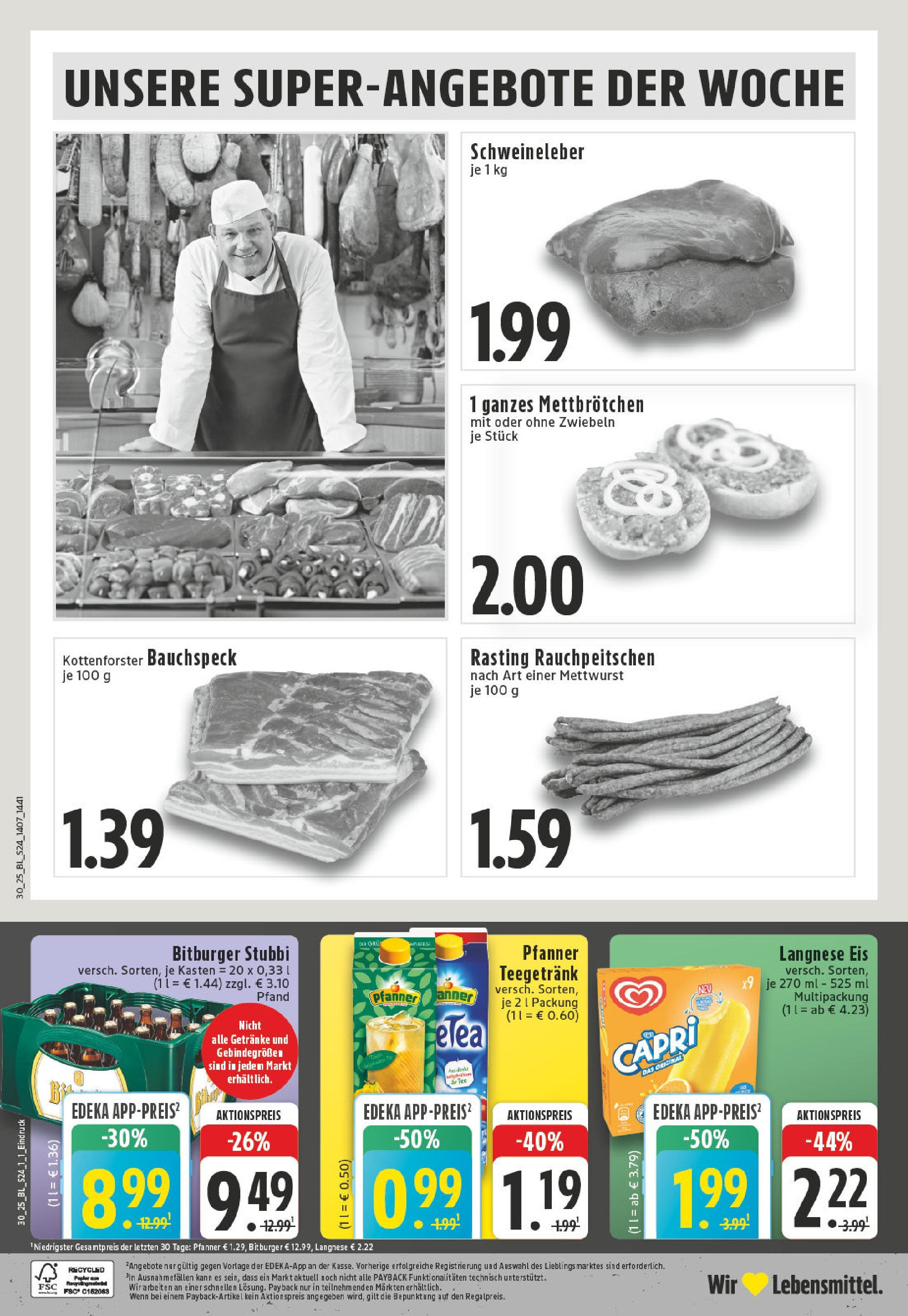 Edeka prospekt Steinfurt	 (ab 20.07.2025) » Angebote Online | Seite: 24 | Produkte: Bitburger, Burger, Zwiebeln, Eis